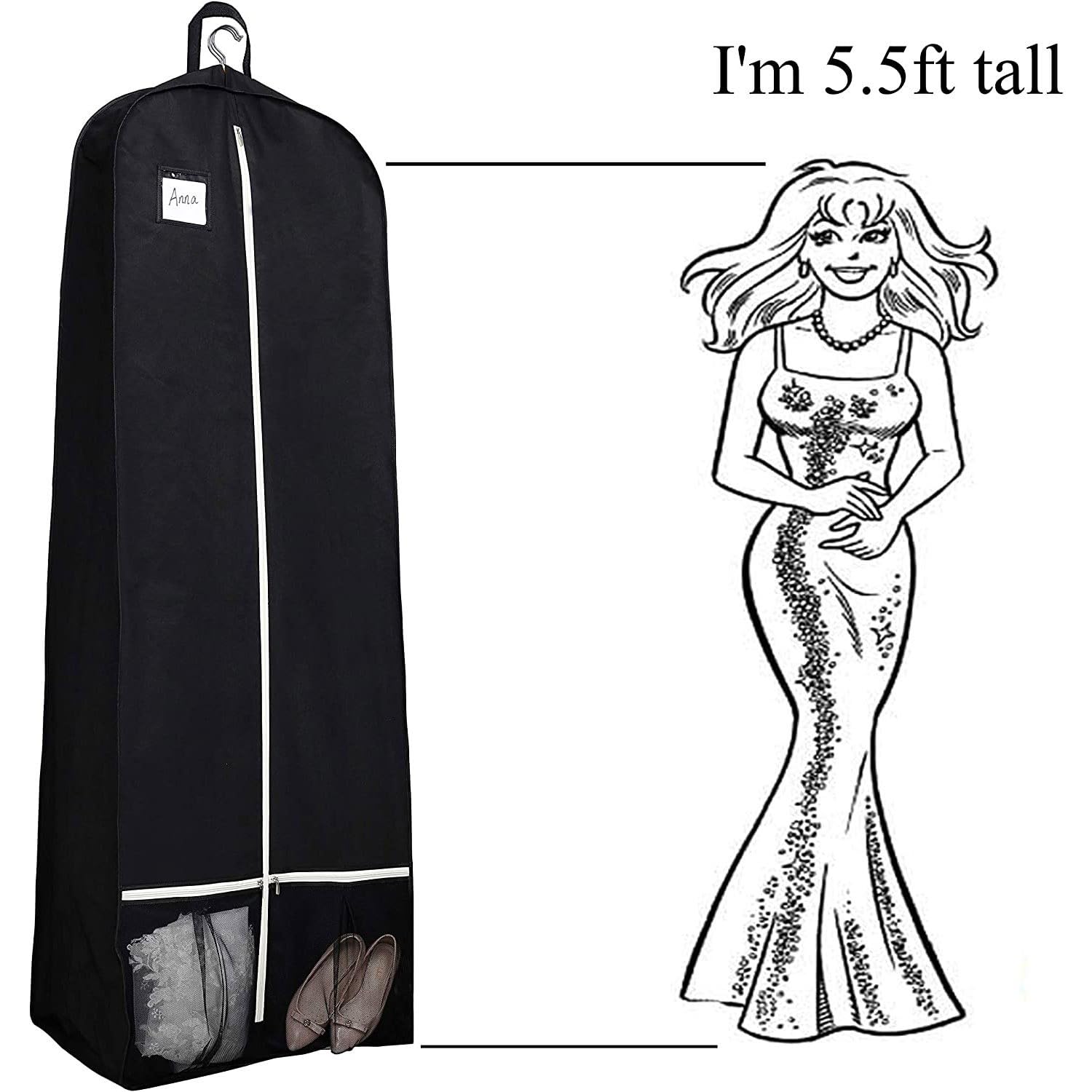 Funda De Ropa, Plegable Fundas De Ropa Larga Antipolvo, Funda Vestido Novia, Tbolsas para Guardar Ropa para Vestidos De Novia, Vestidos De Noche, Abrigos Largos,Traje, Vestido