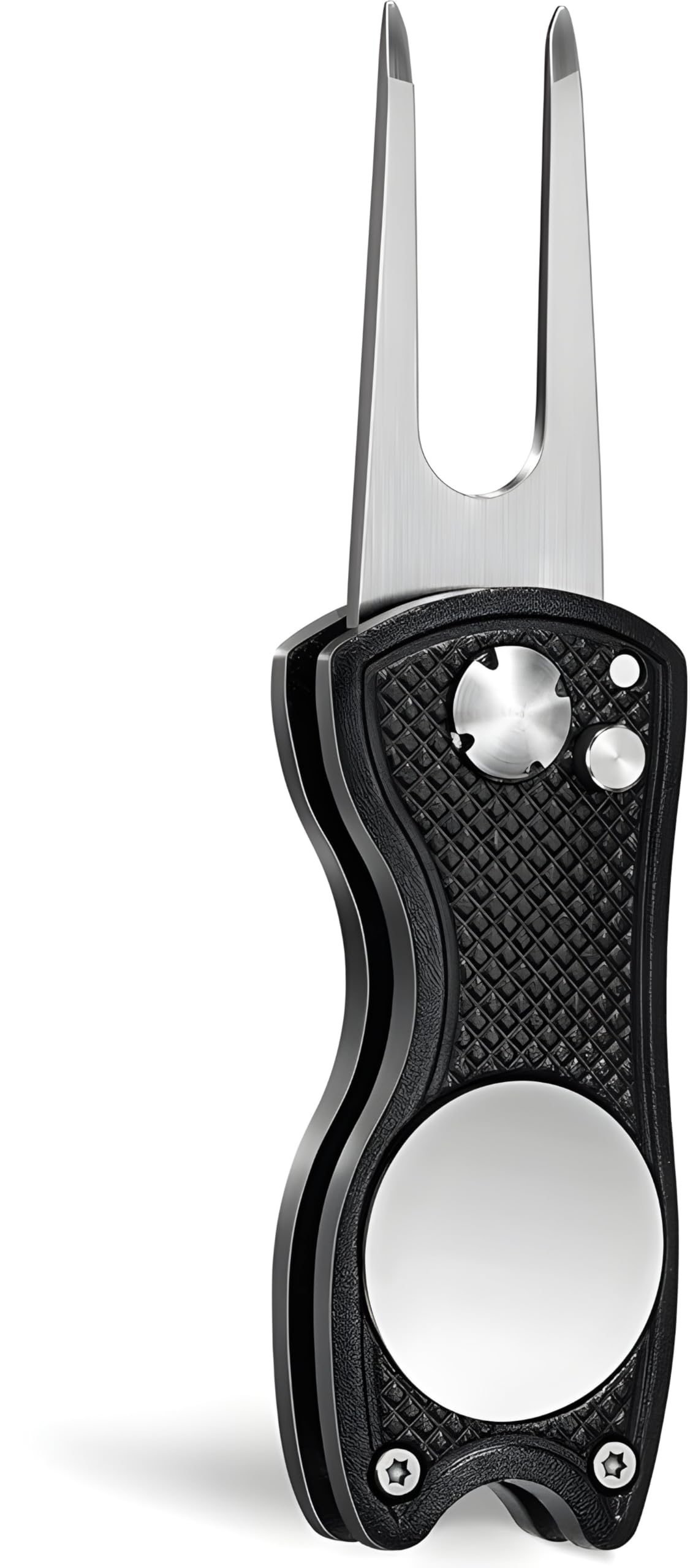 Stripe Pitchfork with Ball Marker - Collapsible Divot Tool, Magnetic - For Repair Greens - Gift Golfer