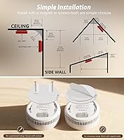 Vista 8 de Detector de humo y monóxido de carbono con pantalla digital, vida útil de 10 años con batería de litio reemplazable, alarma de incendio
