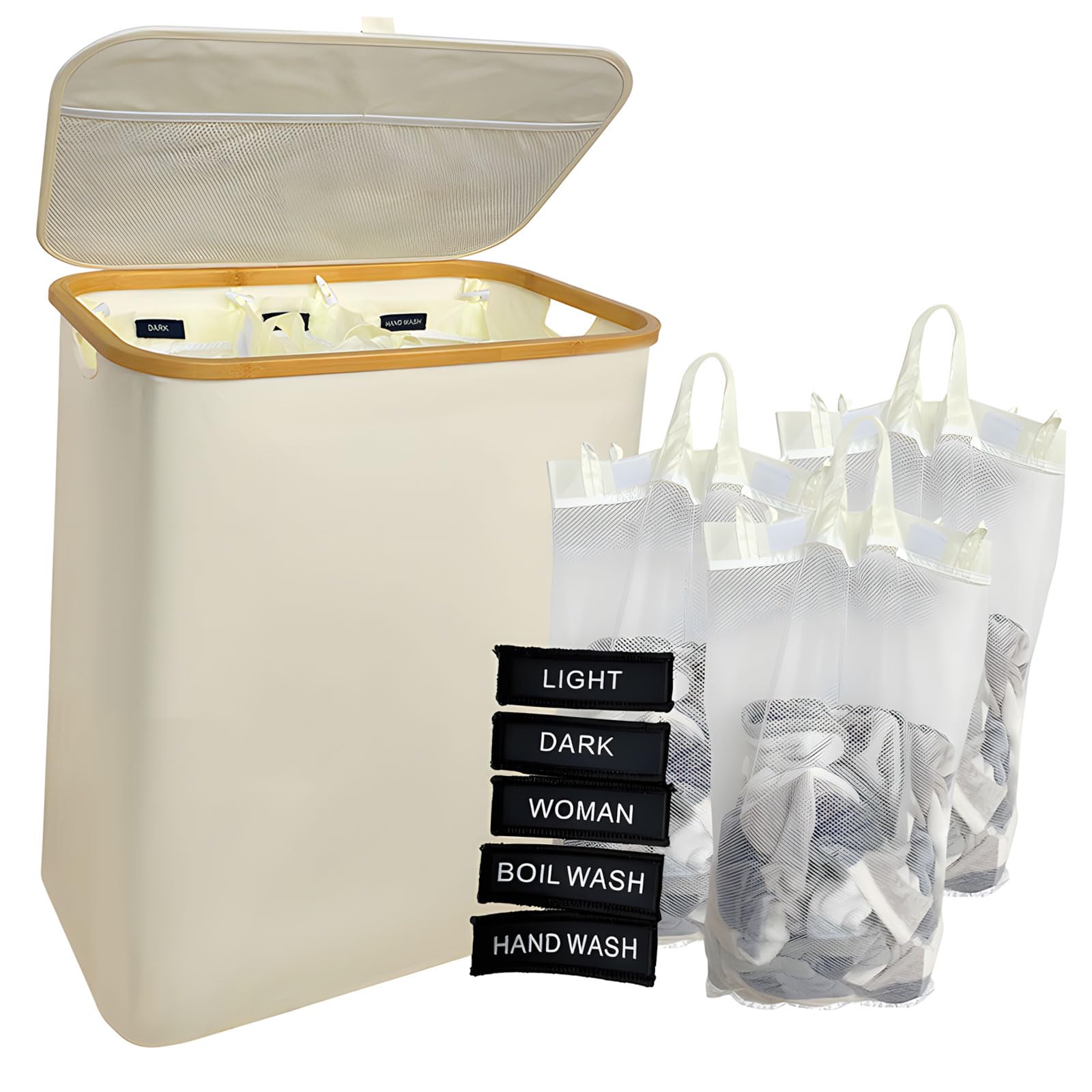 TFAOYS Family Size Laundry Bin Constructed From Tear Resistant Oxford Fabric Featuring Large Interior and Easy Carry Handles Easy Carry