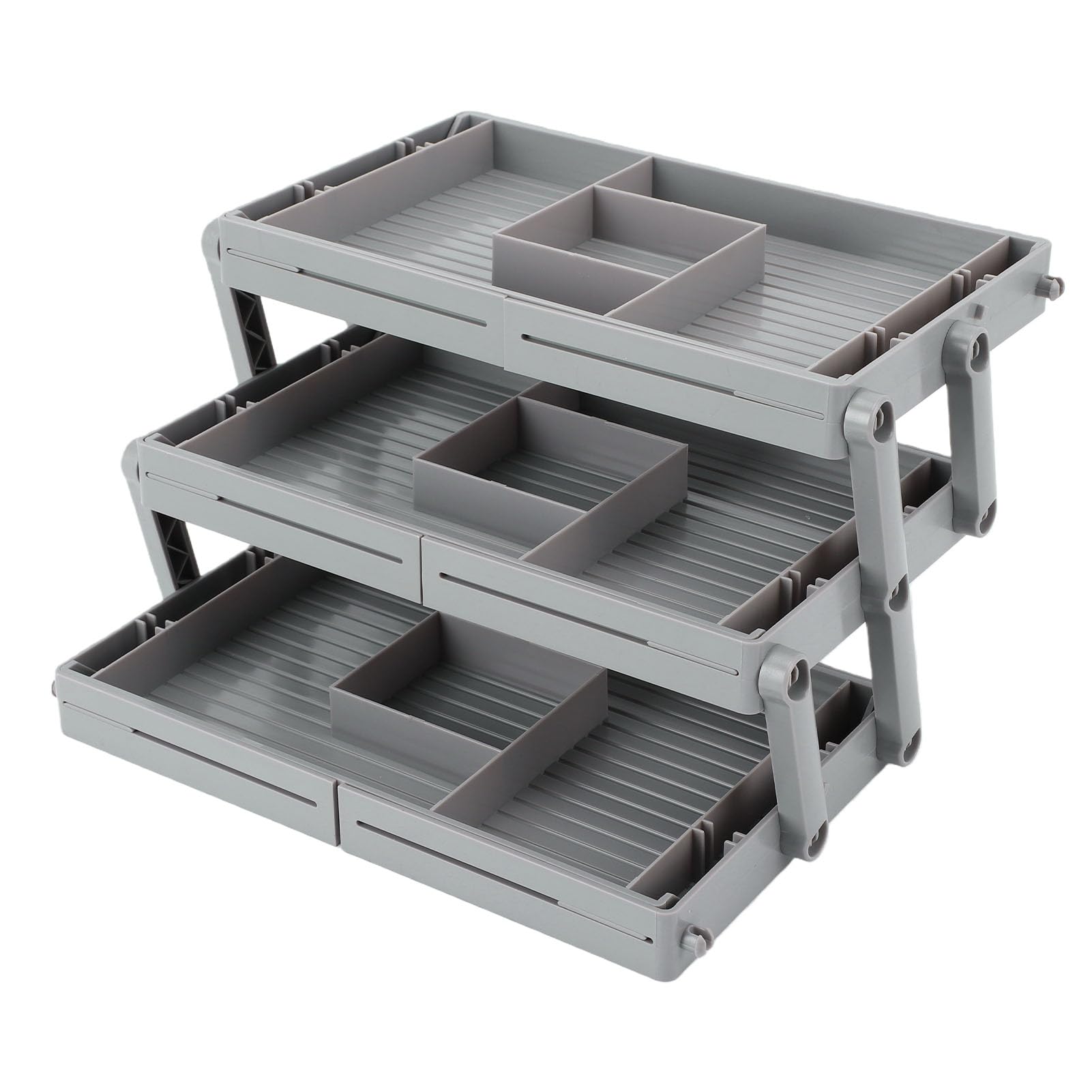 Organizer per Cassetti a 3 Livelli, Contenitore Intelligente Pieghevole Regolabile a più Livelli con File Rinforzate per Trucco, Gioielli, Cosmetici, Ufficio, Cucina