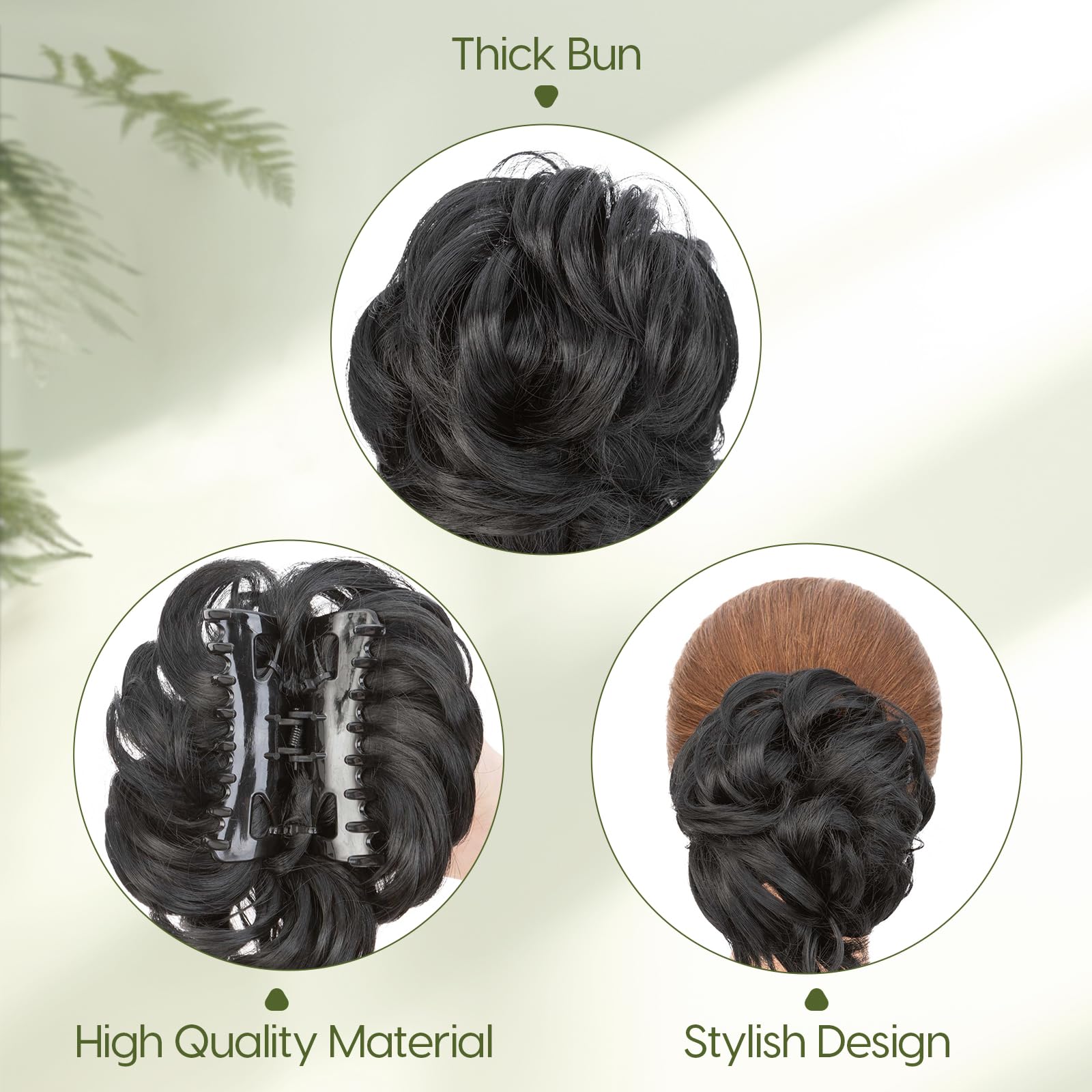 Benehair Messy Bun Hair Piece Wavy Curly Claw Clip Hair Bun Extensions Synthetic Hair Bun Donut Accessories Scrunchies Black Hair Pieces for Women(Black - Image 4