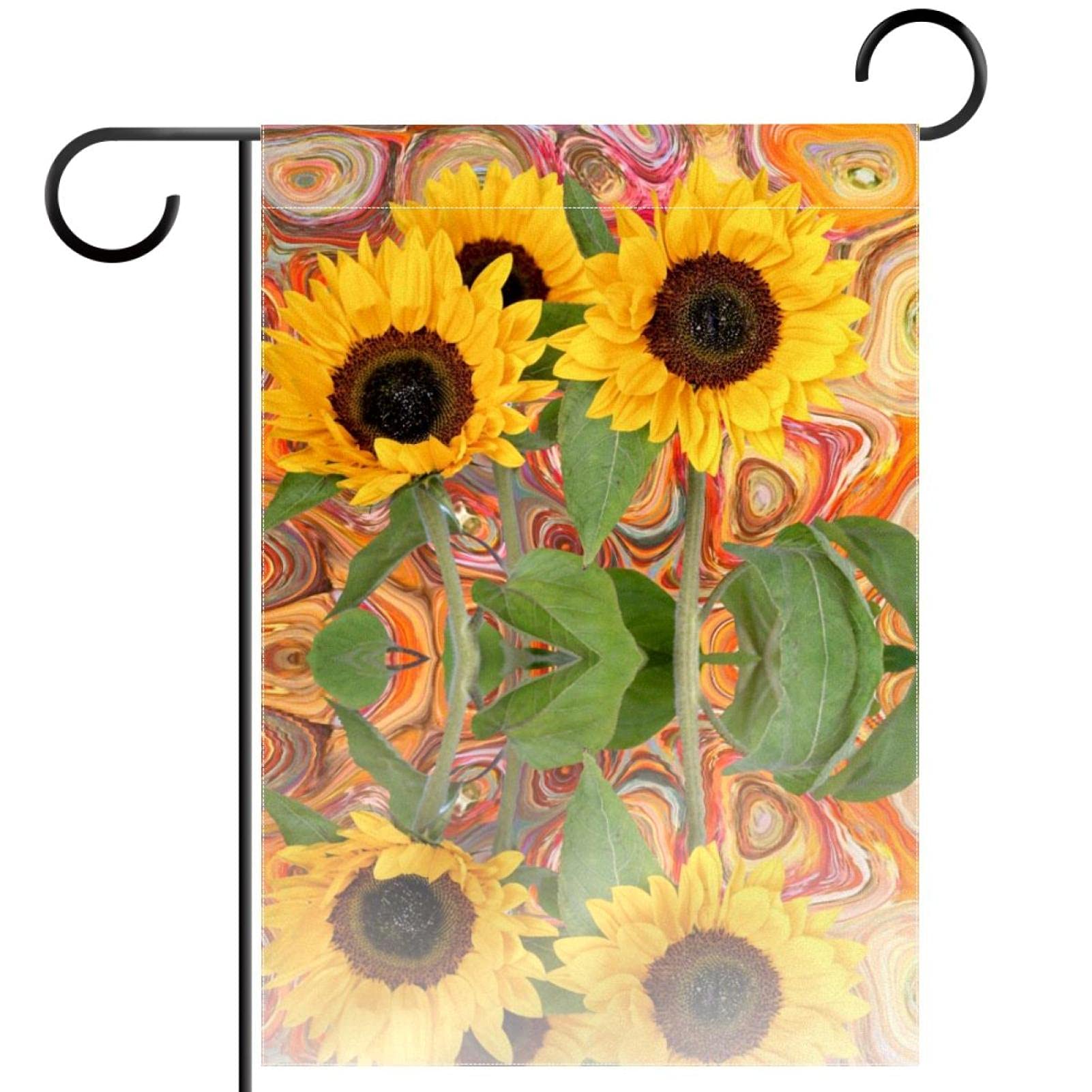 Drapeau de jardin abstrait tournesol déco extérieure 4 saisons double face - 7