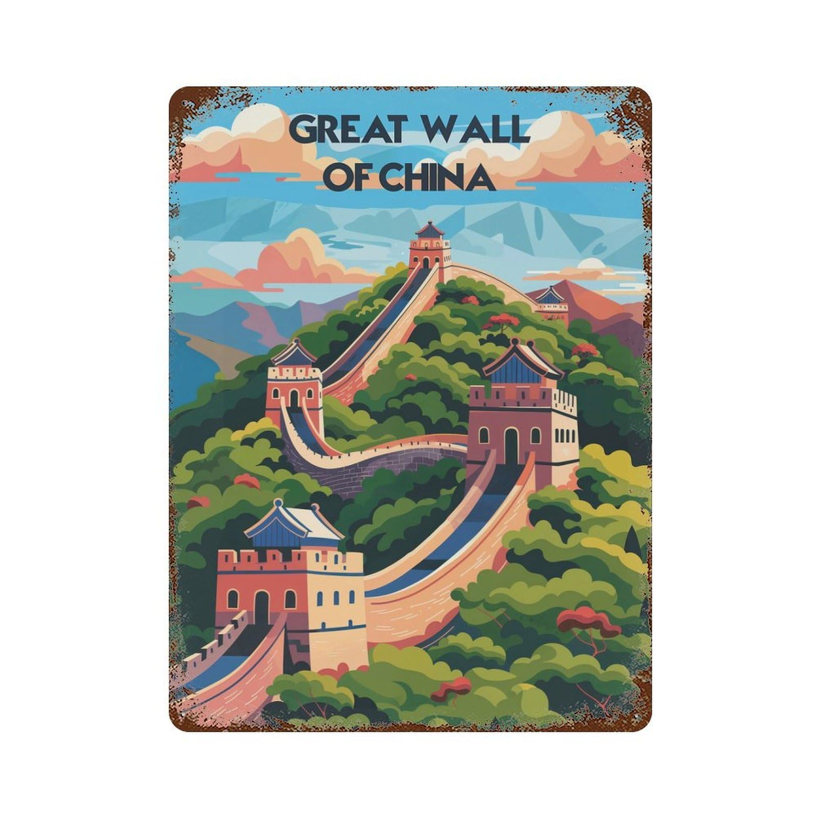 Majestic Great Wall Retro Metal Sign 15.7"x11.8", Ideal for Shed, Workshop And Garage Wall Decor