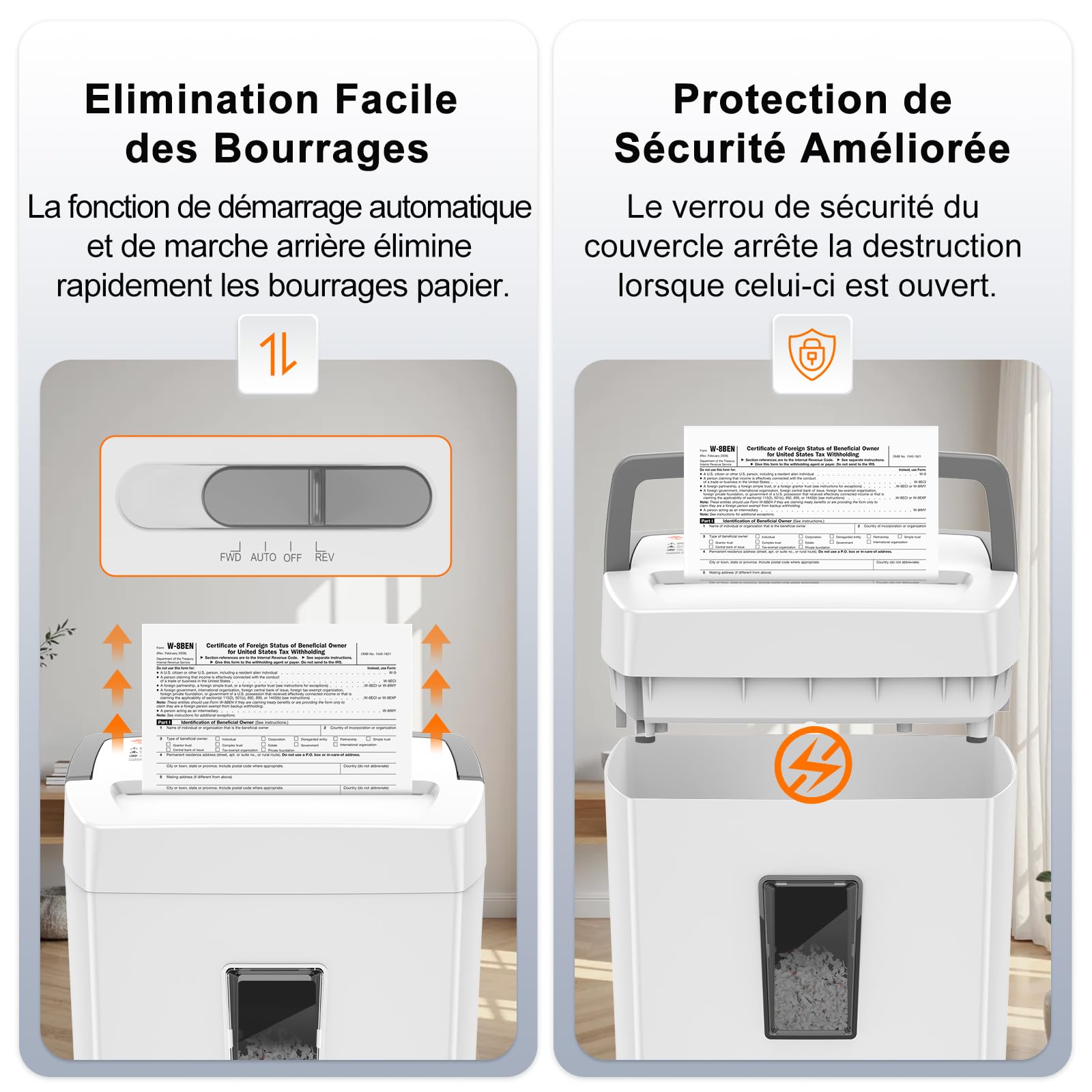 Bonsaii Destructeur de Documents 12 Feuilles Micro-Coupe, Bac 21L