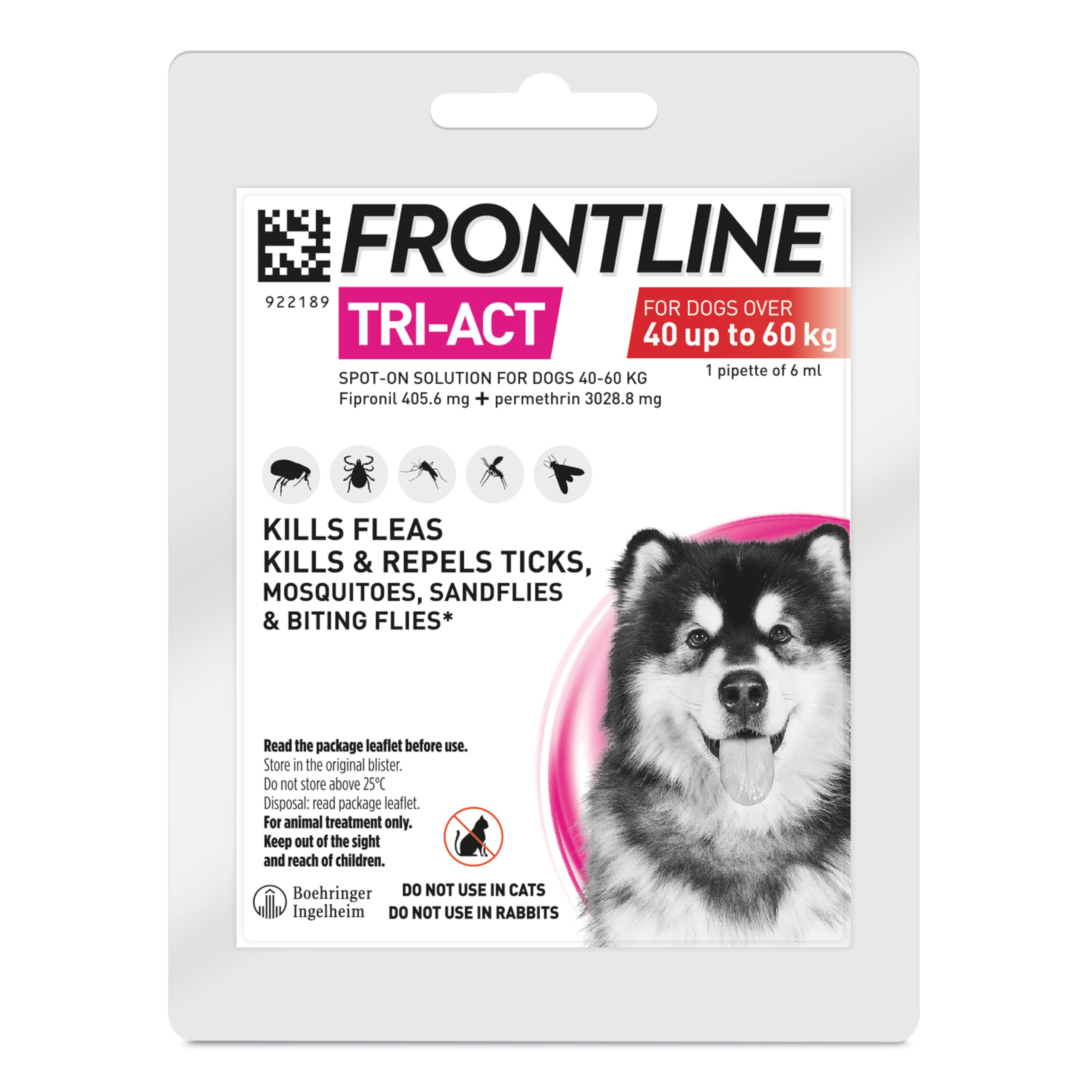 FRONTLINETri-Act Spot On Flea Treatment For Extra Large Dogs 40-60kg x 1 Pipette