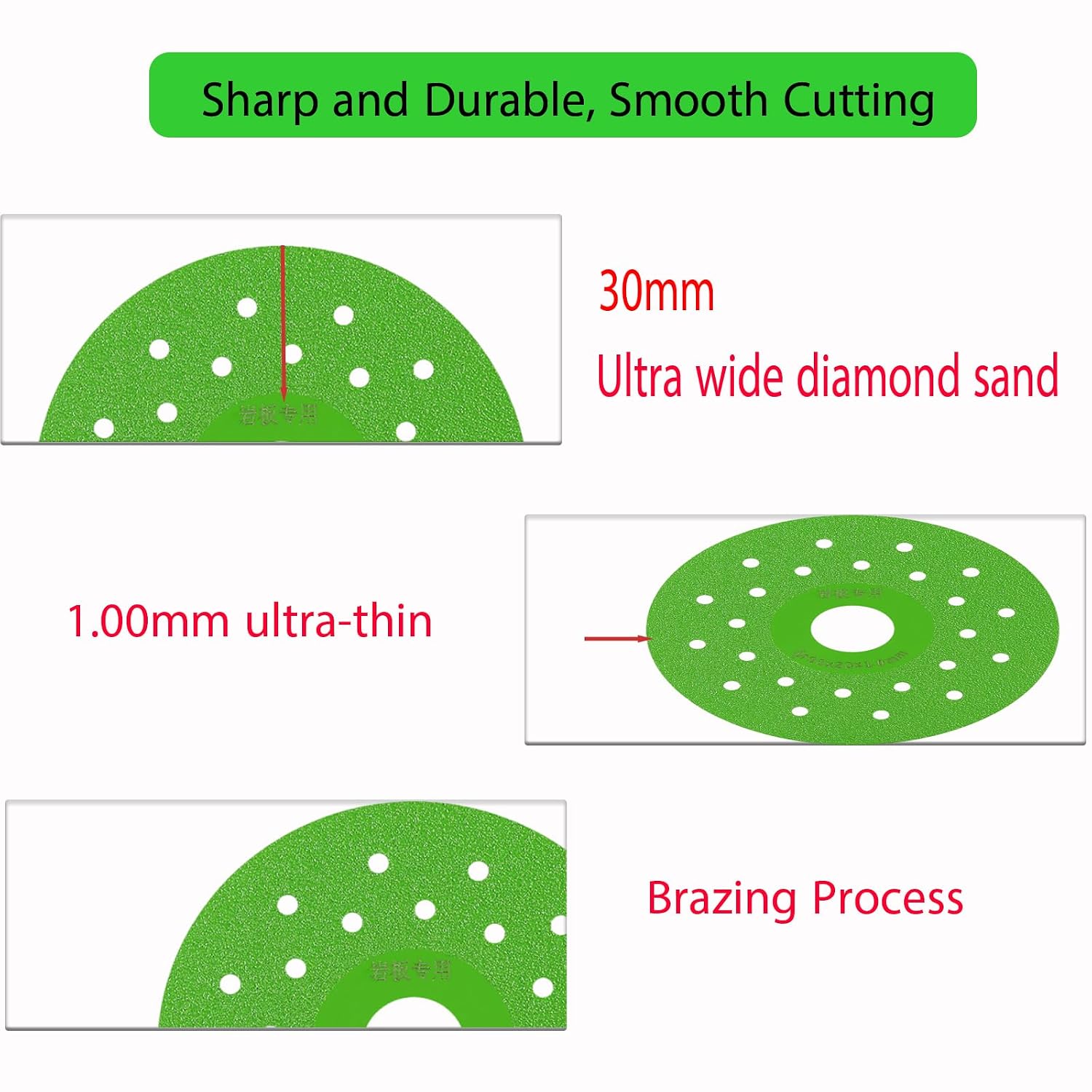 5PCS Discos para Cortar Ceramica: 4inch Rock Slab Grinding Disc,4" X 7/8” CeramicTile/Glass Cutting Discs for Angle Grinders,Suitable for Stone, Jade, Wine Bottles