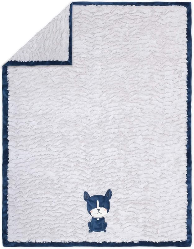 The Peanutshell Puppy Dog Baby Blanket - Colección Pug Life Nursery - 40 in x 30 in