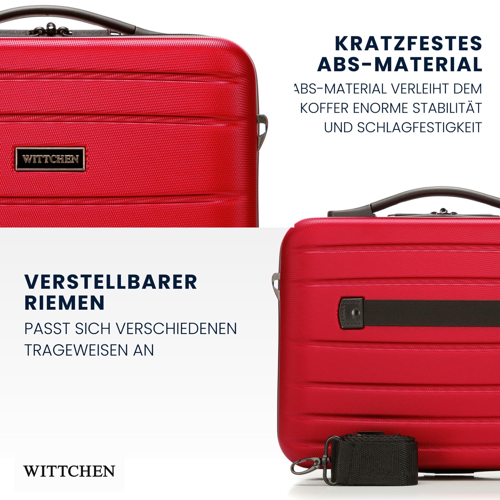 WITTCHEN Globe Line Kosmetikkoffer Reisekoffer Handgepäck Kabinenkoffer Hartschale aus ABS Zahlenschloss | 25 x 33 x 16,5 cm | Rot Lufthansa/Eurowings/Ryanair/Condor/Discover Airlines