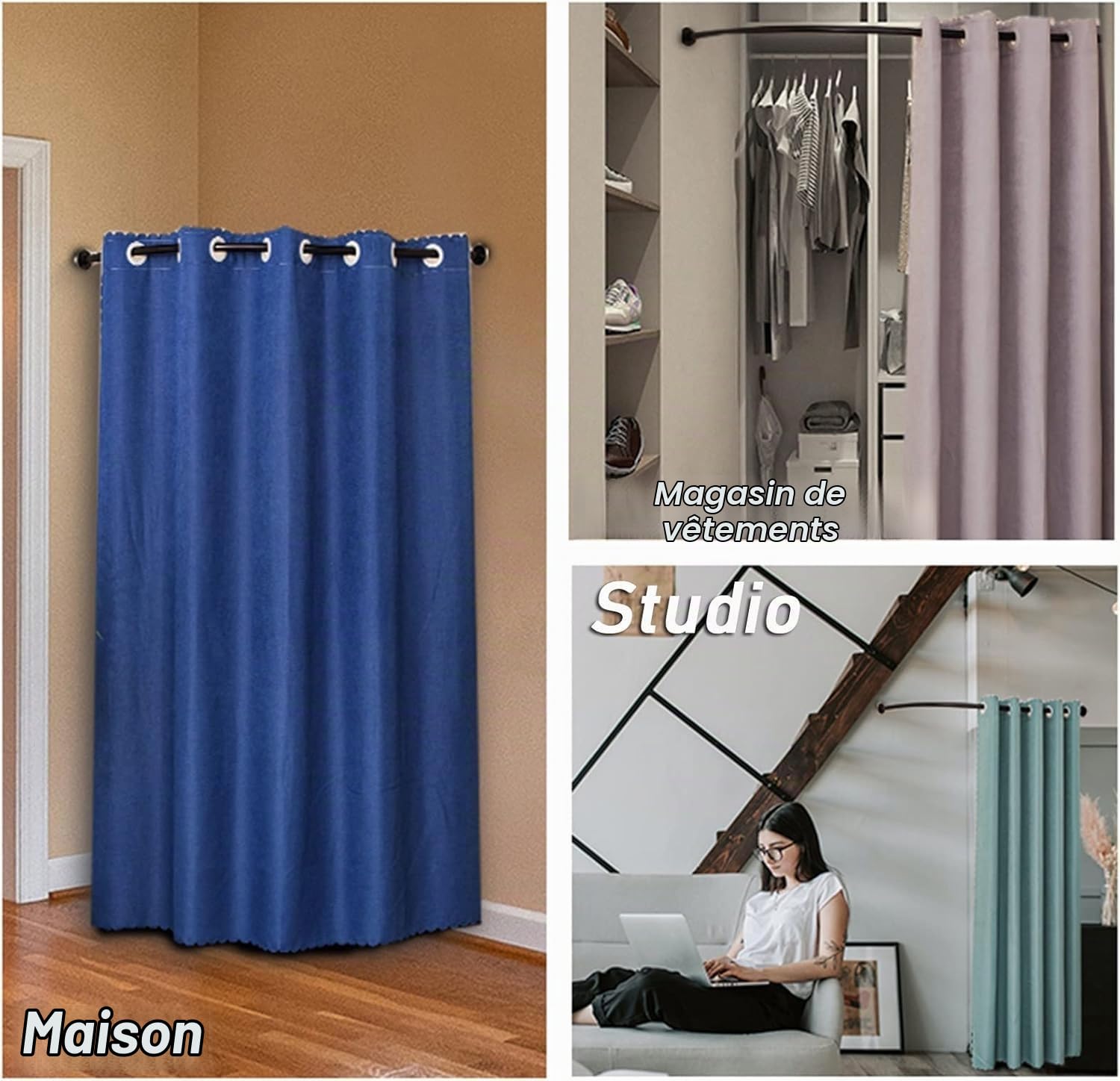 Cabine D'essayage De Vêtements, Mobile Simple Portatif Salle D'essayage | Rideau de Séparation D'intimité pour Bureaux Théâtre Boutique de Tailleur , Rose
