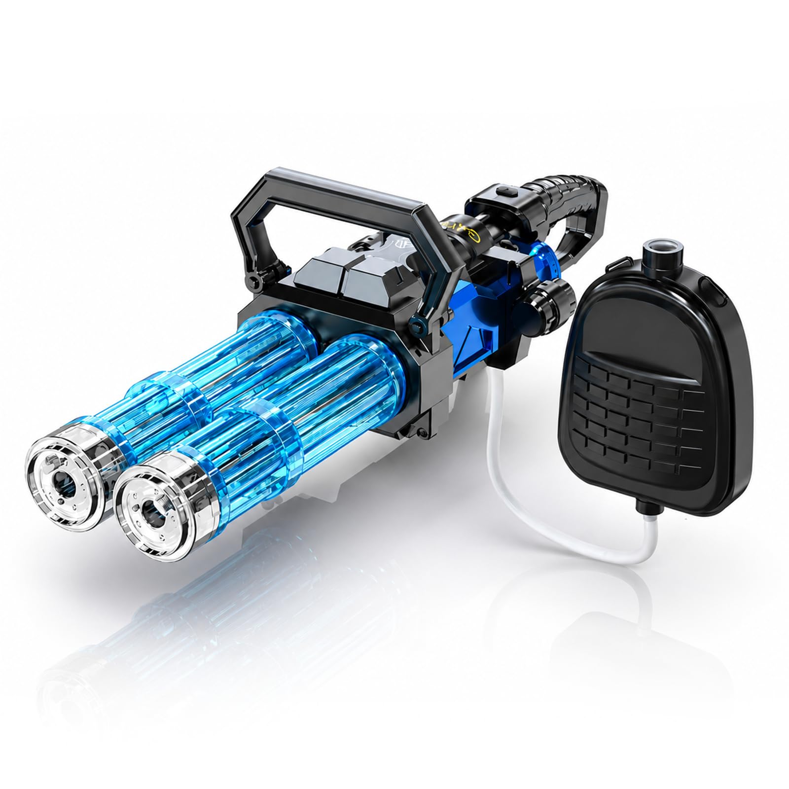 Elektrische Wasserpistole Doppelläufige Gatling mit LED Lichtern für Erwachsene Sommer, Strandparty und Schwimmbad (Blau)