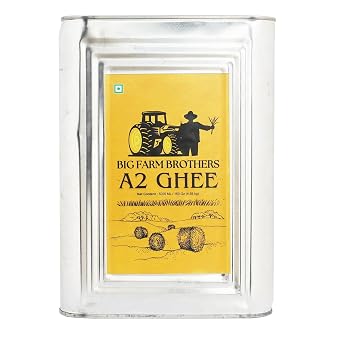 BIG FARM BROTHERS Premium A2 Gir Cow Cultured Ghee | Bilona Two Way Hand Churned | Gir Cow Ghee, Pure A2 Ghee, Natural & Healthy, Immunity Booster, Lactose and Gluten free 5 Litre TIN