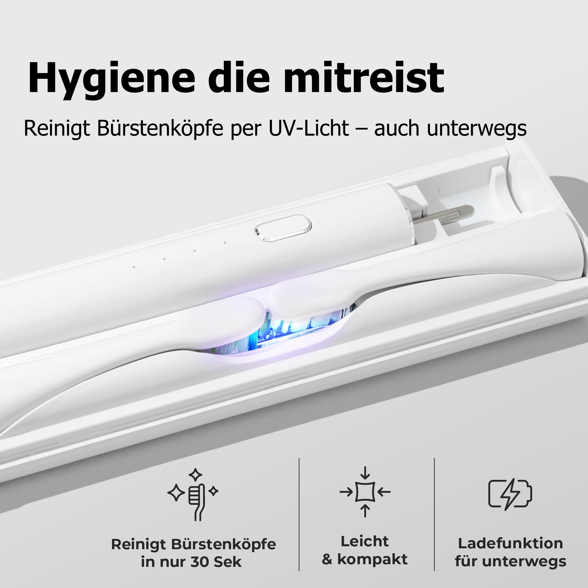 WhyteDOT® Schallzahnbürste Testsieger 2026* – leise Schallzahnbürste aus Aluminium statt Plastik, für empfindliche Zähne, UV-Reiseetui, bis zu 6 Wochen Akku