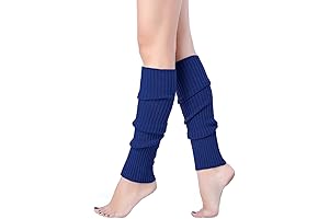 Electric Blue Ribbed Leg Warmers for 80s Workouts