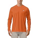 Roadbox Mens UPF 50+ UV Sun Protection Shirts Outdoor Long Sleeve SPF Diving Rash Guard for Fishing Hiking Swimming Orange