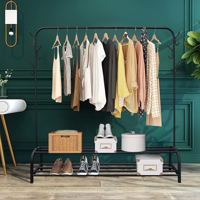 Buy RELIANCER Heavy Duty Deluxe Garment Rack w/ 2 Tier Shoe Shelves