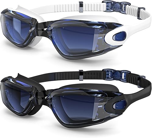 Vista 10 de Gafas de natación Braylin, paquete de 2 gafas de natación, antivaho, sin fugas para adultos, hombres, mujeres y jóvenes 01.2-pack negro