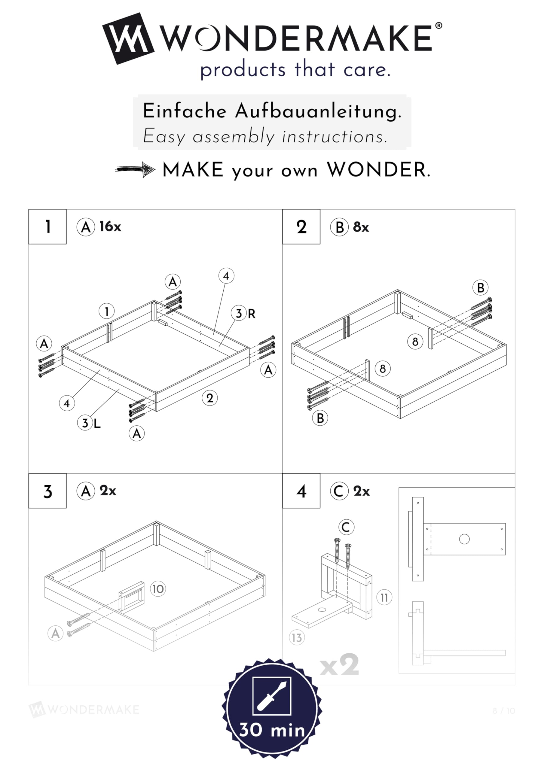 Design Sandkasten mit Matschküche, Abdeckung Oxford 420D, Vliesfolie, Sandkiste Holz quadratisch verschließbar Outdoor Garten für Kinder, weiß bunt