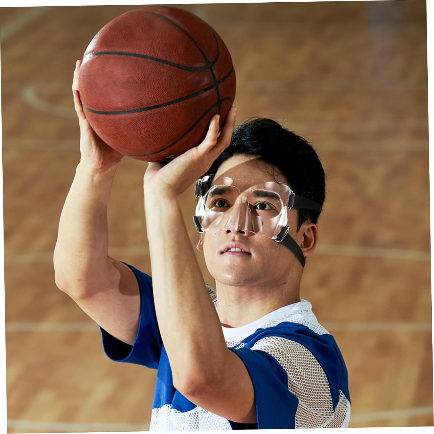 SUPVOX Clear Basketball Face Guard for Broken Nose Adjustable Facial for Sports Fit for Men Women and Teens Durable and Transparent Nose Mask for Enhanced Safety