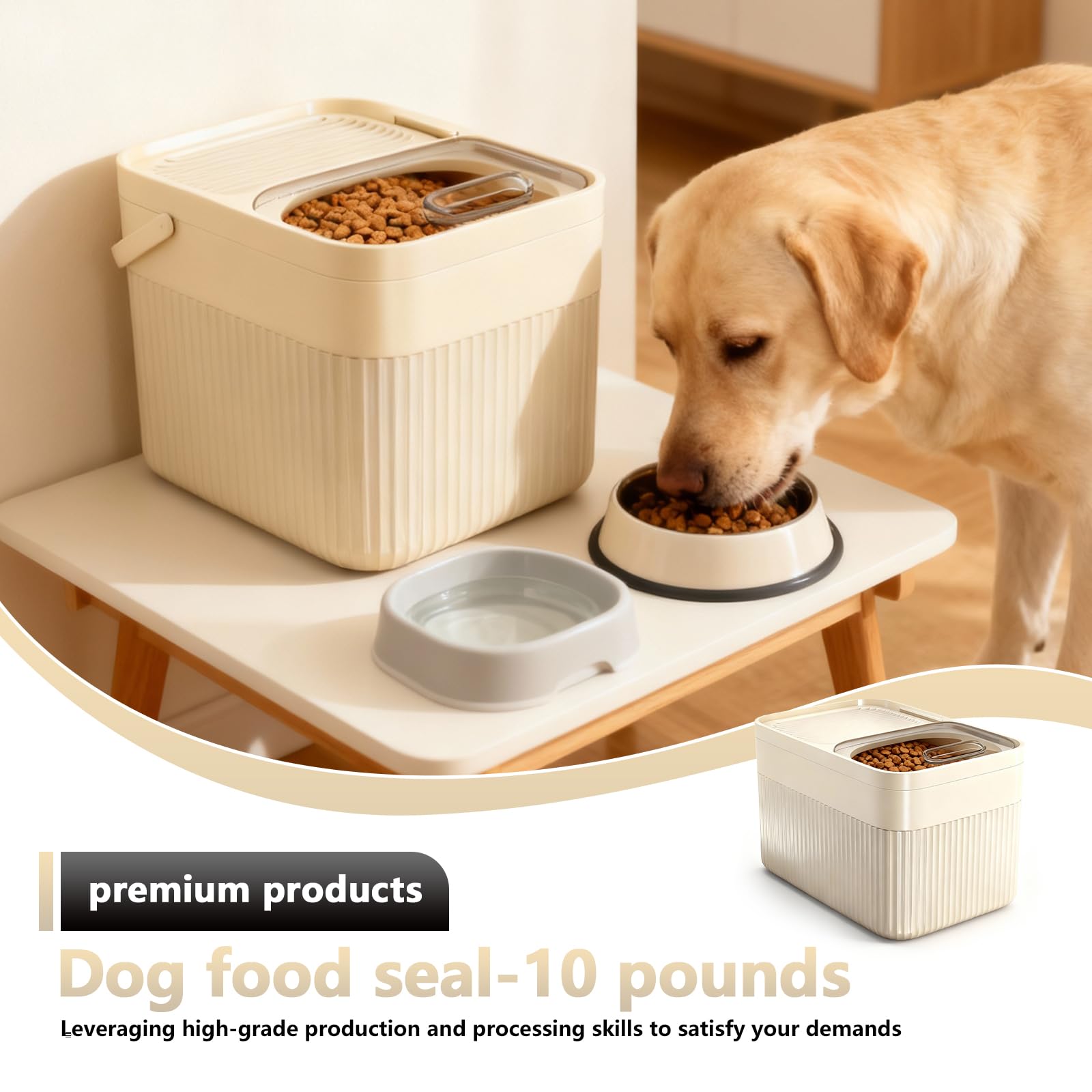 SUNOYA Futterbehälter Für Haustiere Mit Messbecher, Hundefutter Aufbewahrung, Luftdichter Aufbewahrungsbehälter Für Tierfutter 5kg, Katzenfutter Aufbewahrungsbehälter, 24x17x18cm, Für Hunde Katzen
