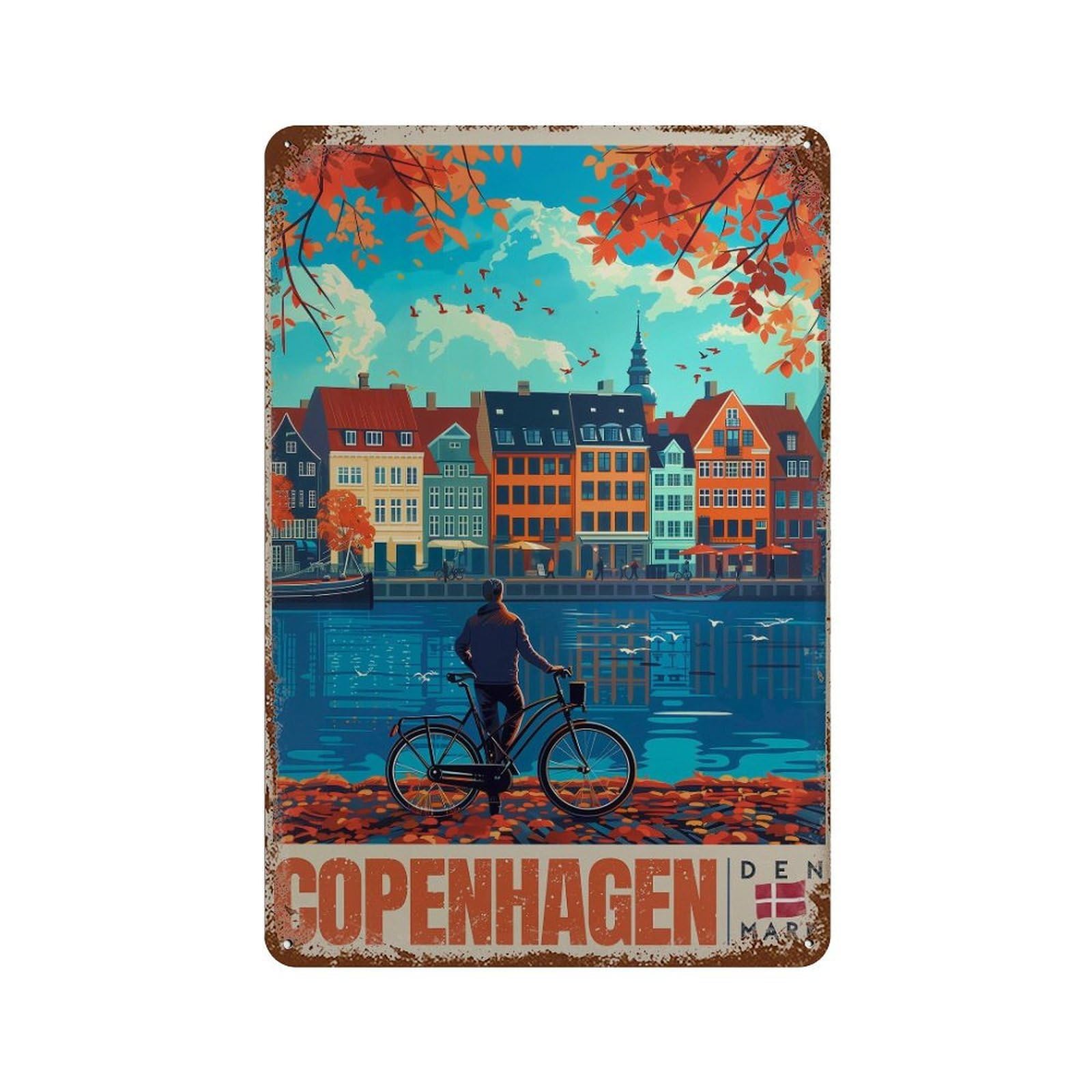 xiaoxiaoshen Copenhagen Travel Scandinavian Wall Decor Art Metal Tin Poster Modern Home Decor Art Home Bar Shop Decorations Vintage Sign 30x20cm