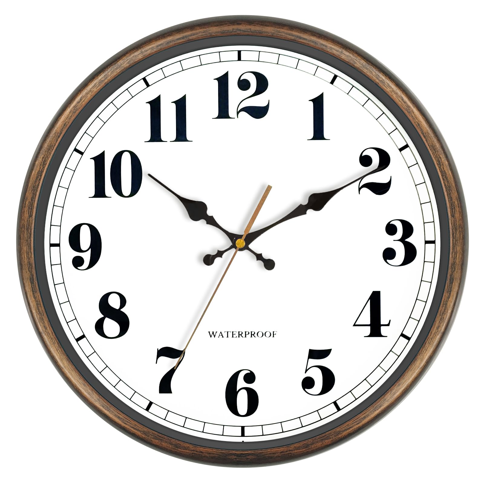 Caysie Grande orologio da esterno sigillato da 40,6 cm, impermeabile, silenzioso, funzionamento a batteria, resistente alle intemperie, per piscina, patio, fuori casa (bronzo dorato)