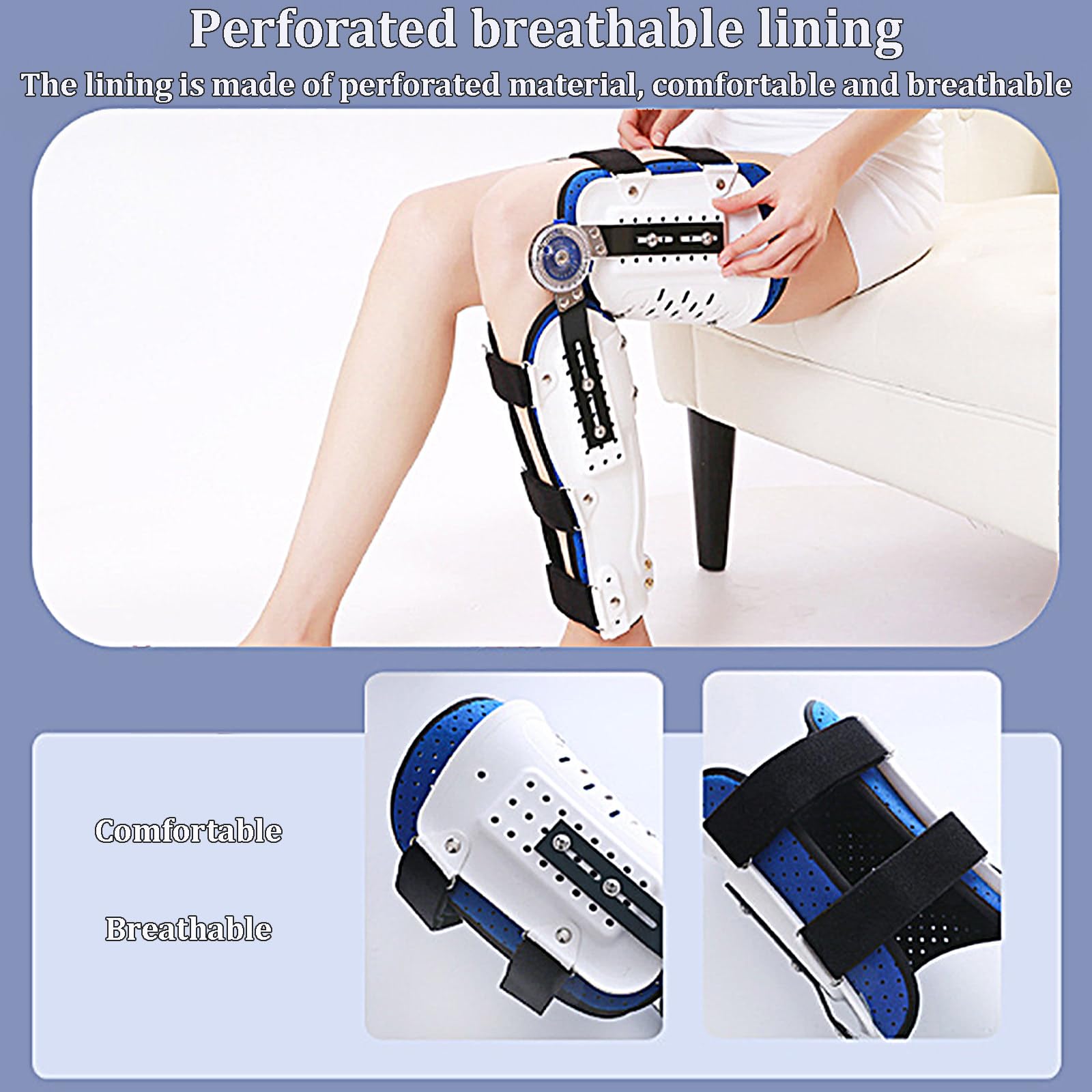 Rodillera Con Bisagras Rom Ajustable, Con Estabilizadores Laterales Para Las Piernas, Ortesis Inmovilizadora De Soporte De Rodilla Posoperatoria Para Mujeres, Dolor De,knees-L
