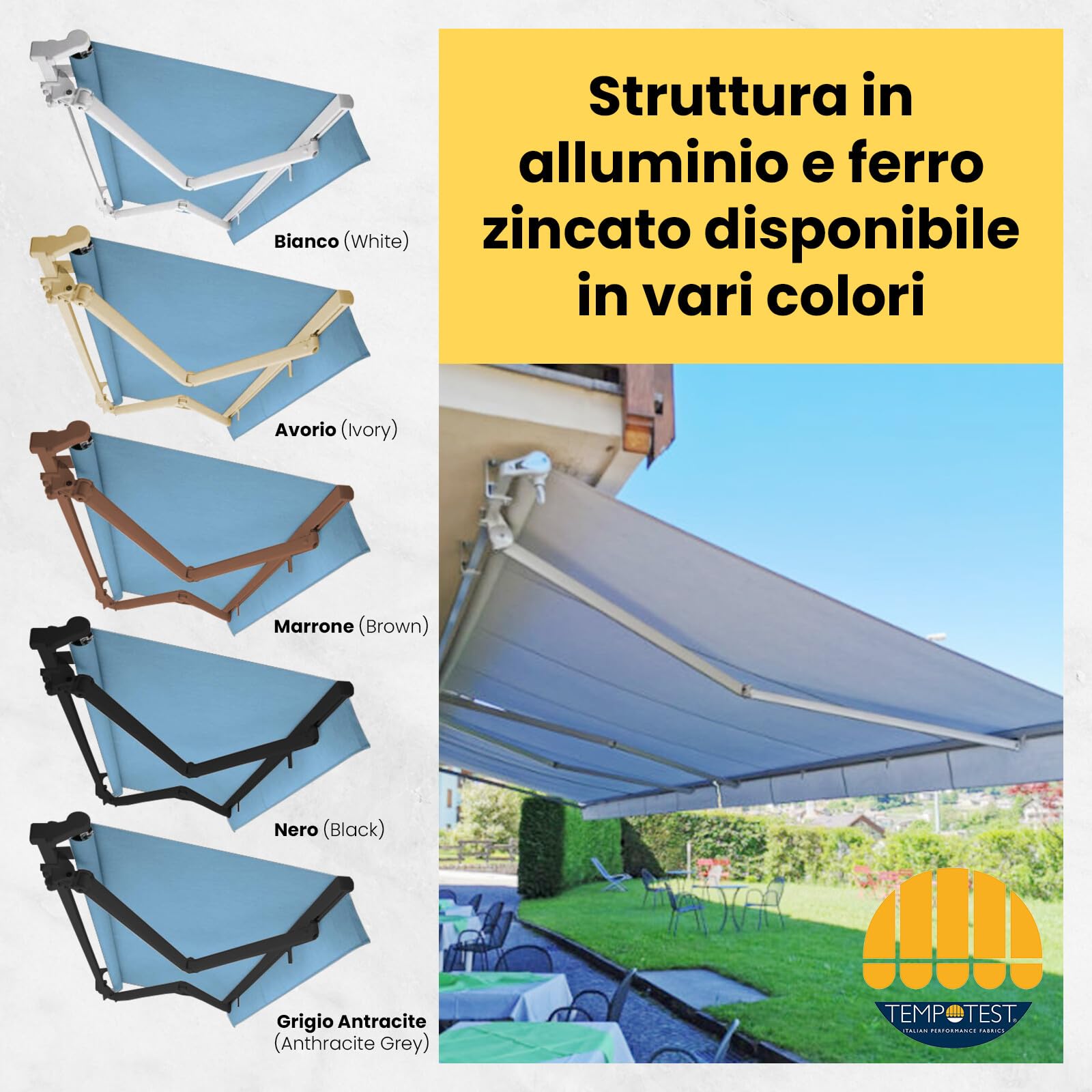 TENDEEVOLUTION Store Banne Extérieur à Banne Rétractable et Barre de Renfort carrée, Personnalisable, Motorisé ou Manuel. Store Exterieur avec Tissu Acrylique Tempotest ou PVC (L. 390 cm X P. 160 cm)