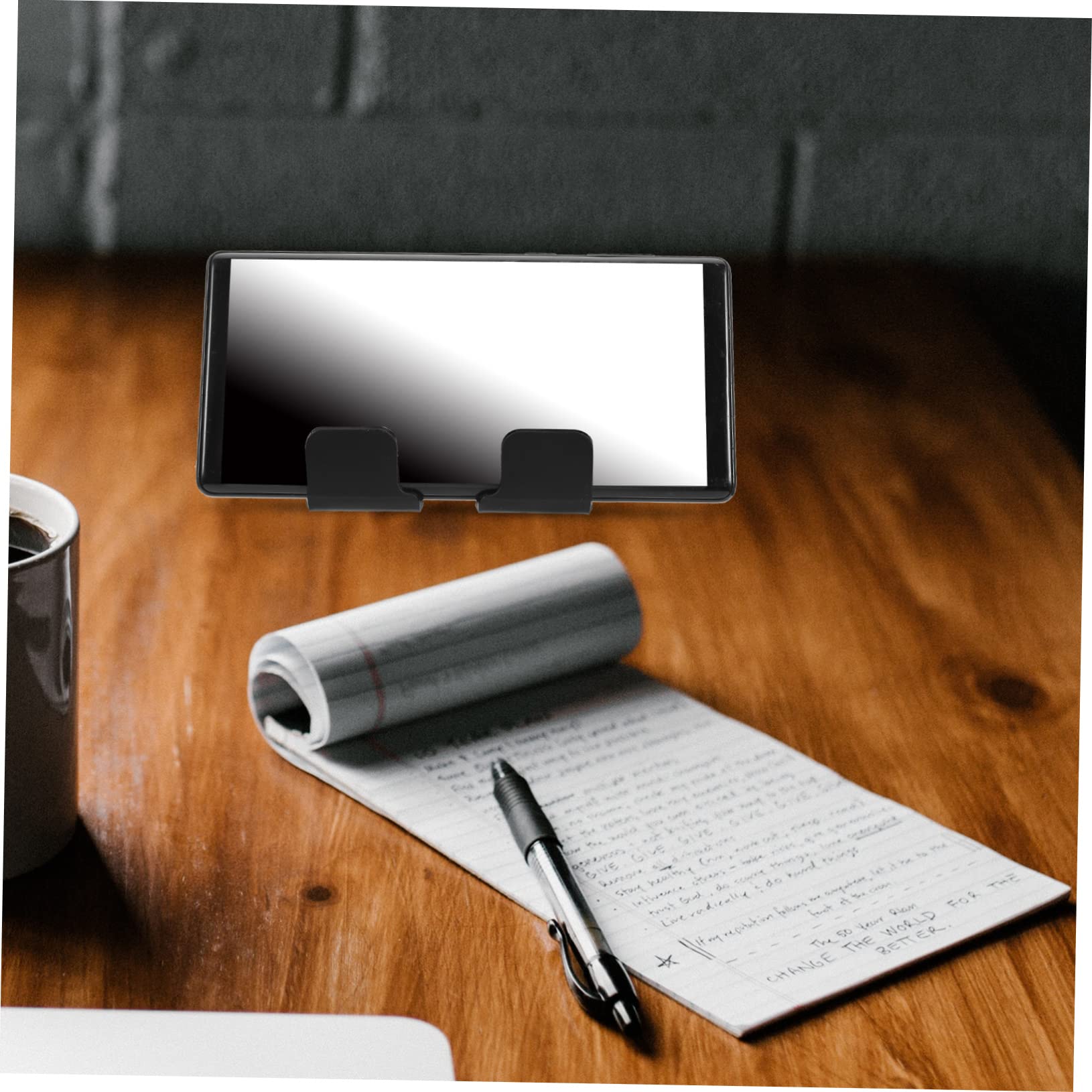 Mikinona 5 Piezas Soporte De Pared para Teléfono Móvil Estante para Tabletas De Montaje En Pared Soporte para Teléfono Autoadhesivo Soporte para Teléfono Inteligente Muro Acrílico Black