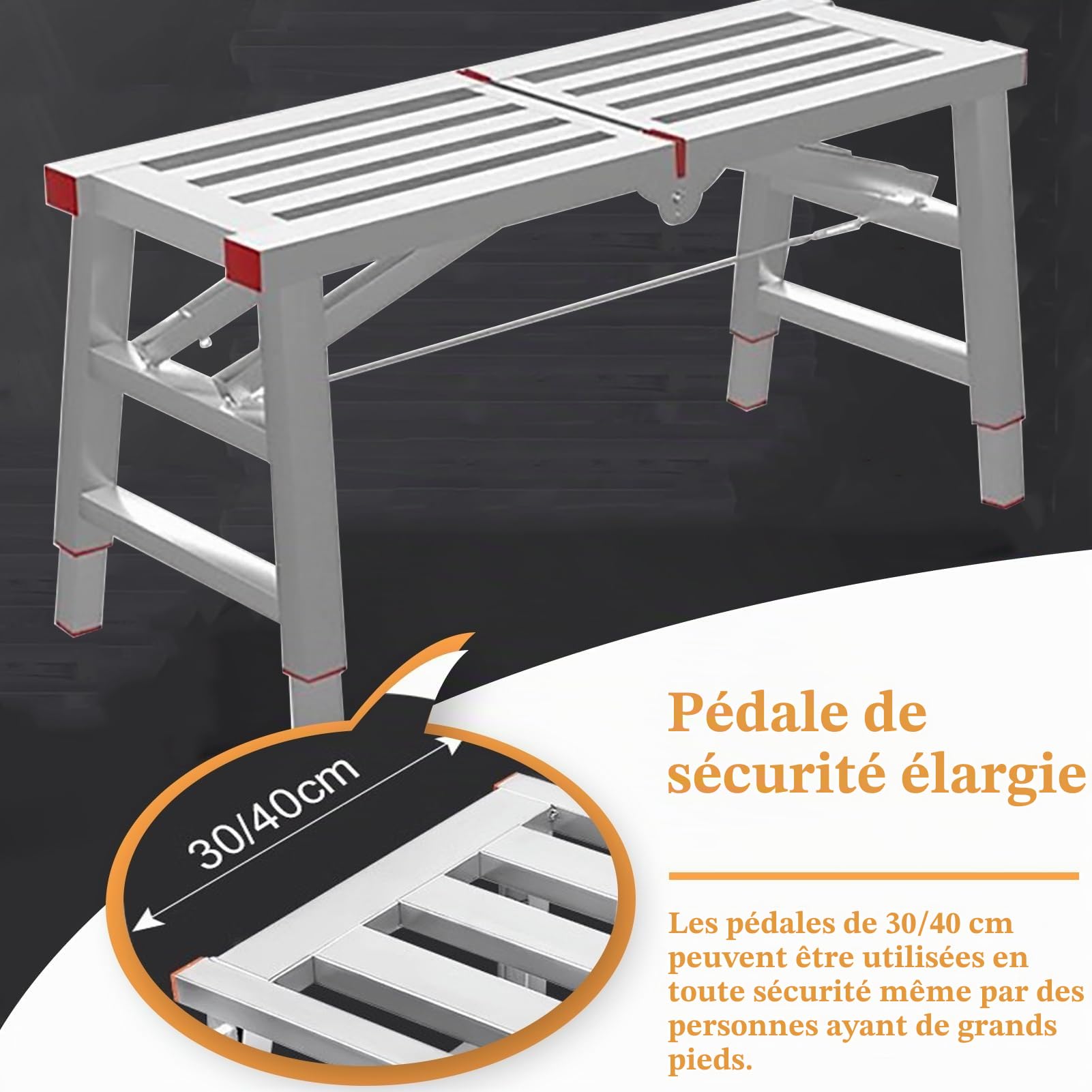 Plateforme de Travail Échafaudages pour Taille de Haies avec Pieds Réglables, Plateforme Industrielle Pliable pour Escalier, Échafaudages D'ingénierie pour Le Lavage de Véhicules(160x40cm(63"x15 3/4")