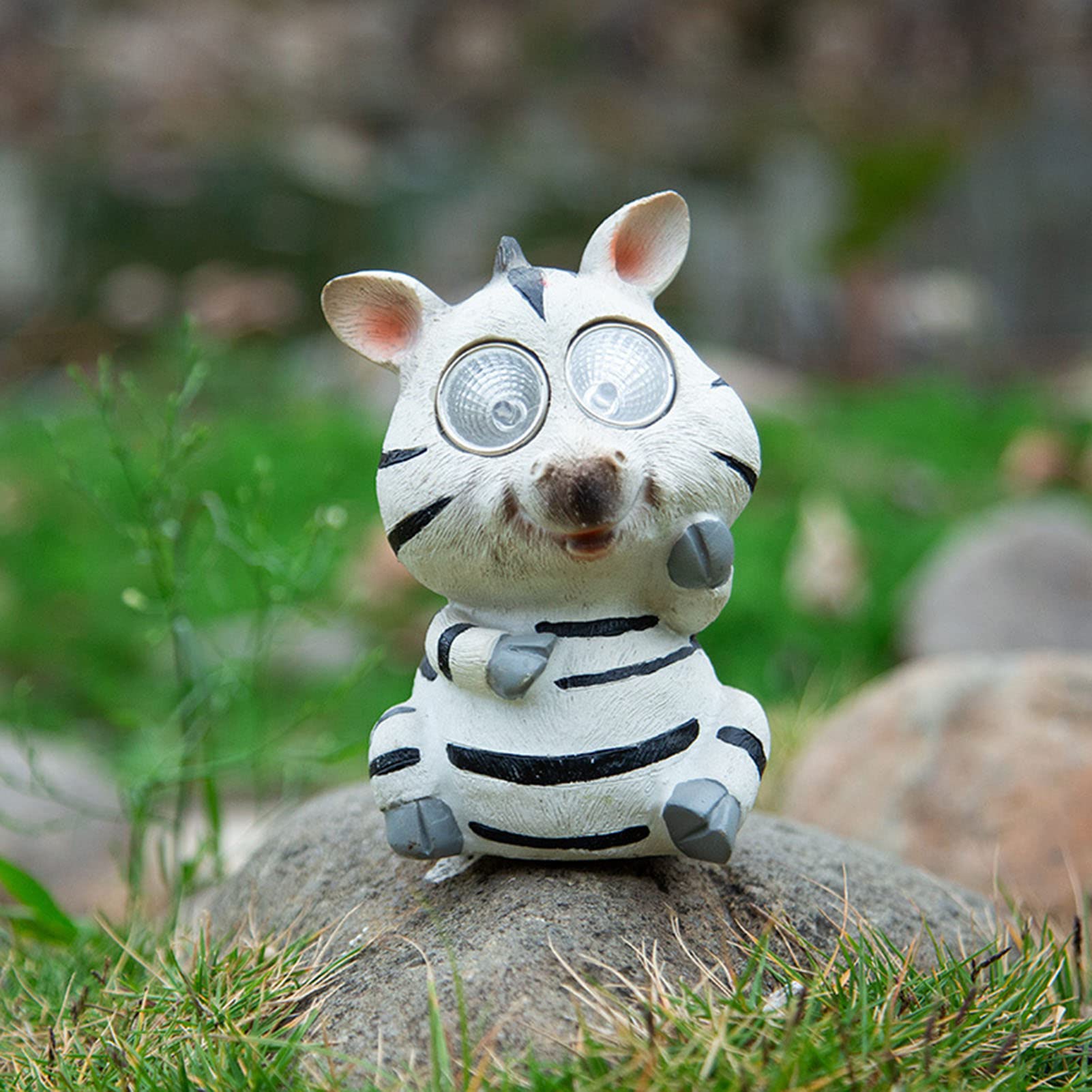 Statuette da Giardino, Zebra a Strisce realistica, Ornamenti a Luce Solare, Scultura in Resina di Piccoli Animali per Soggiorno, Giardino, Balcone, Cortile, Decorazione della Villa re