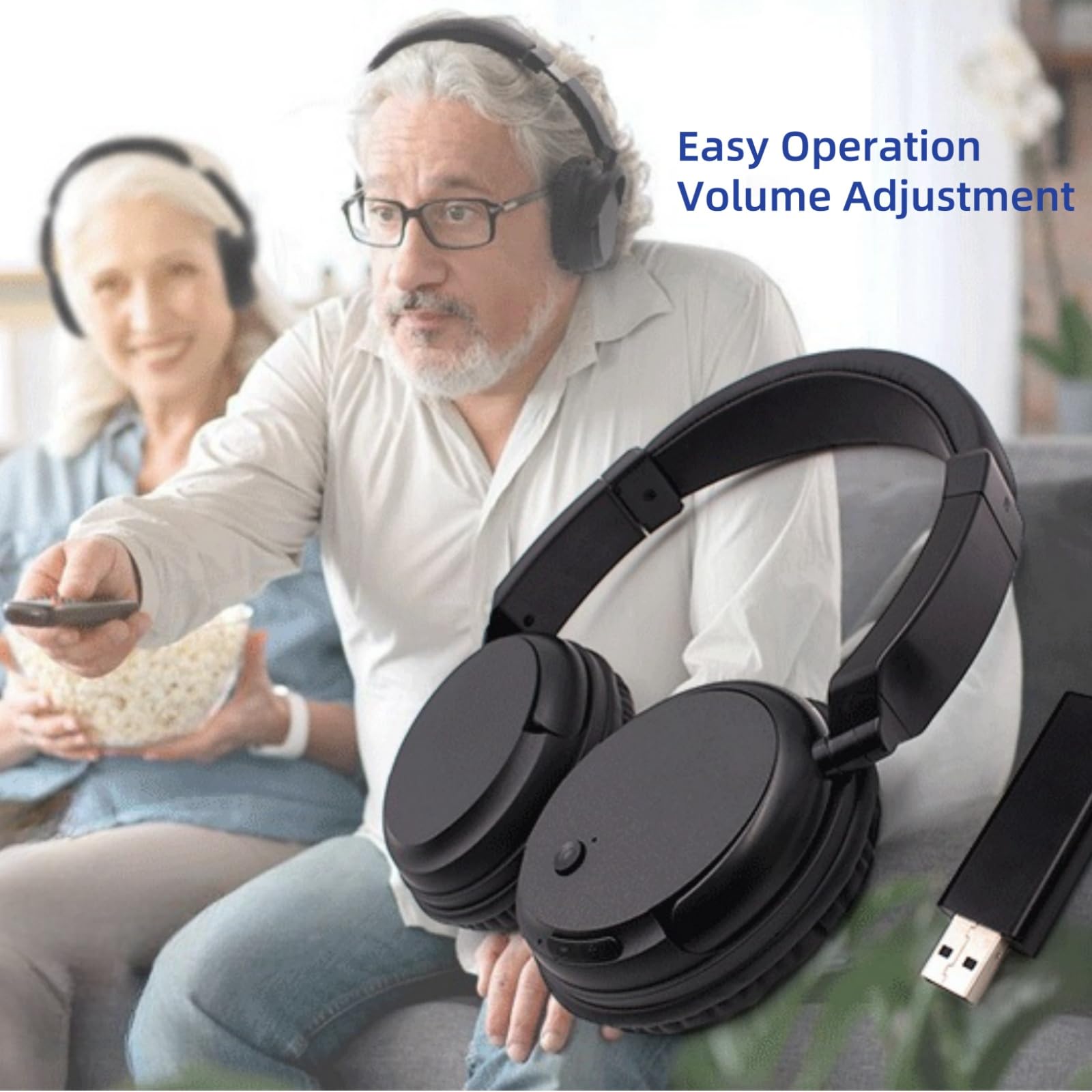Auricolare Senza Fili Bluetooth, Cuffie TV Senza Fili per Anziani, Cuffie Over-Ear Audio di Alta Qualità Leggero e Confortevole, 30 ore di Riproduzione, Adatto per TV/Mobile/Computer, Peso 140g - Nero