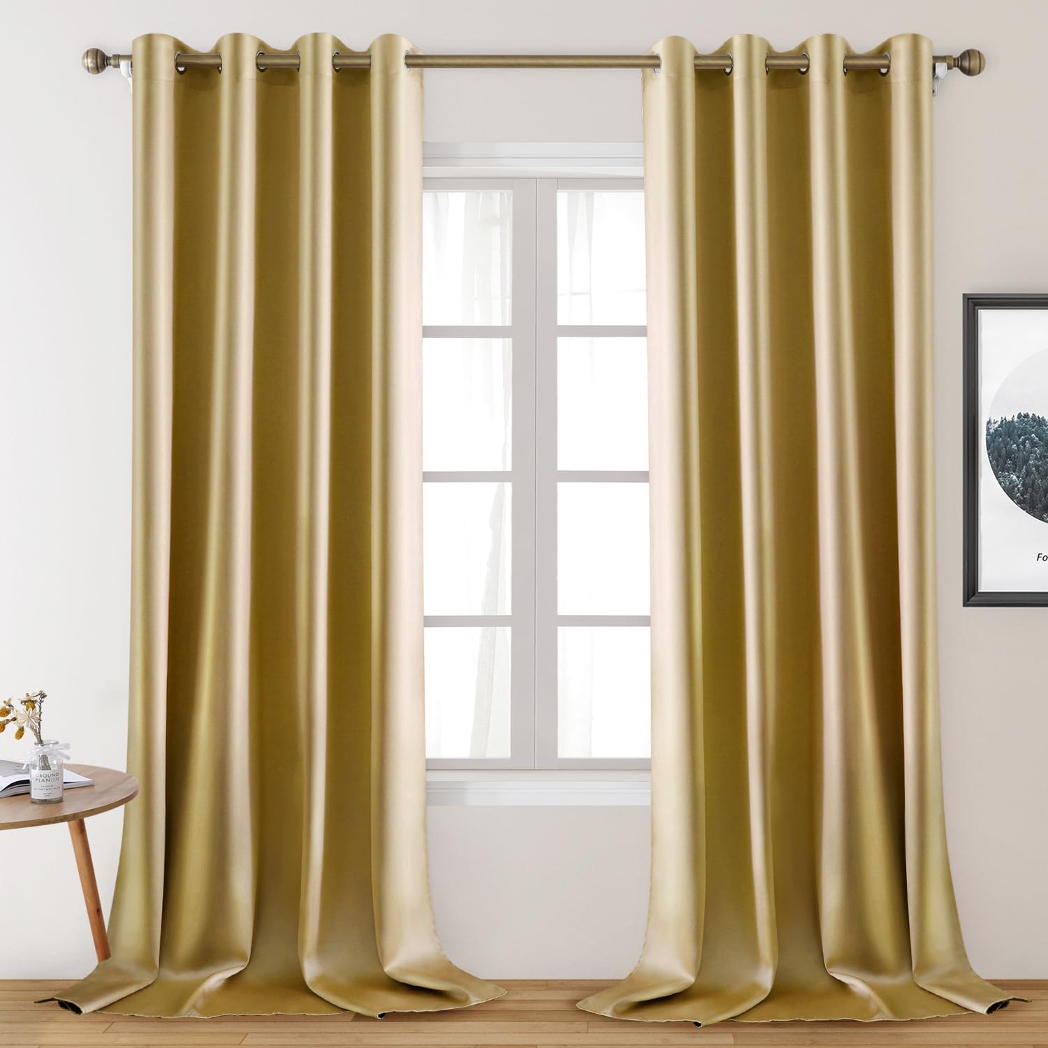 Best Curtains 製品 ,金色のサテン模様のライトブラウンのカーテン Best Curtains 製品 ,金色のサテン模様のライトブラウンのカーテン