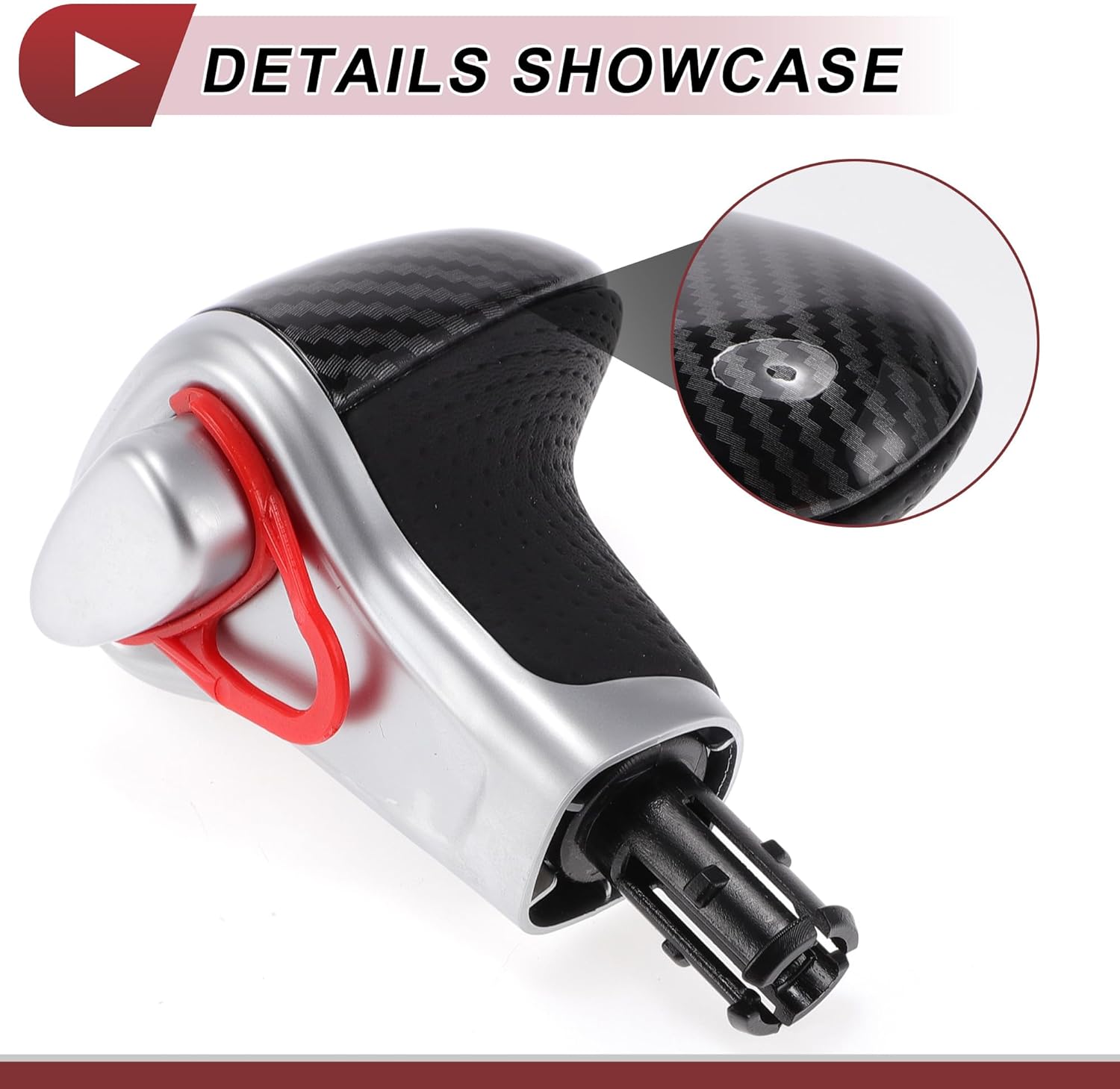 Automatic Gear Shifter Knob for Audi A5 2008-2015 Plastic Faux Leather Automotive Gearbox Stick Shifter Lever Knob with Gear Head Limiter Black 1 Set