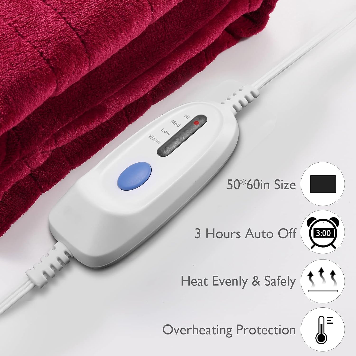 review Electric Blanket Heated Throw Flannel & Sherpa Fast Heating Blanket 50