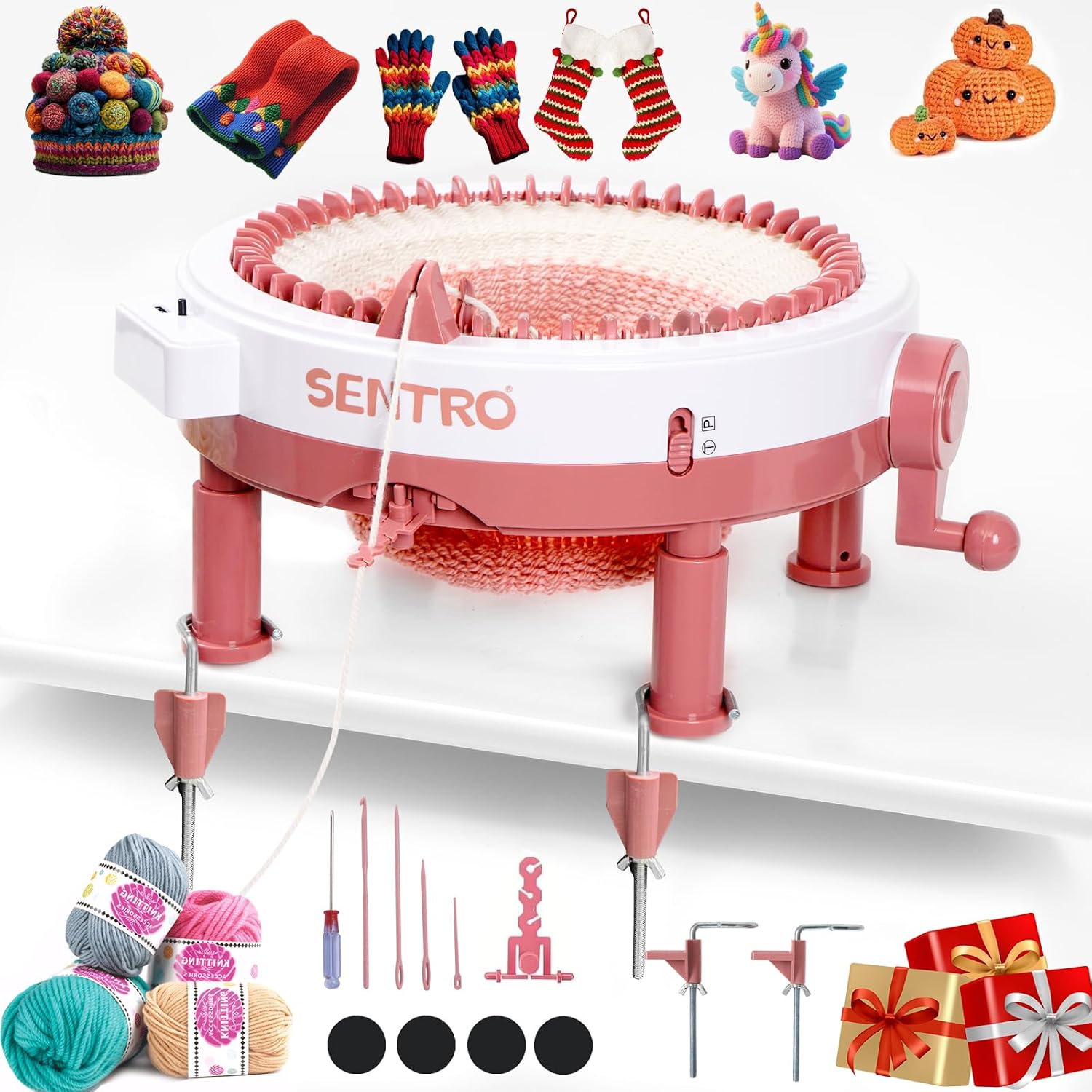 SENTRO 40 Needles Knitting Machine, All-in-One Knitting Loom Machine