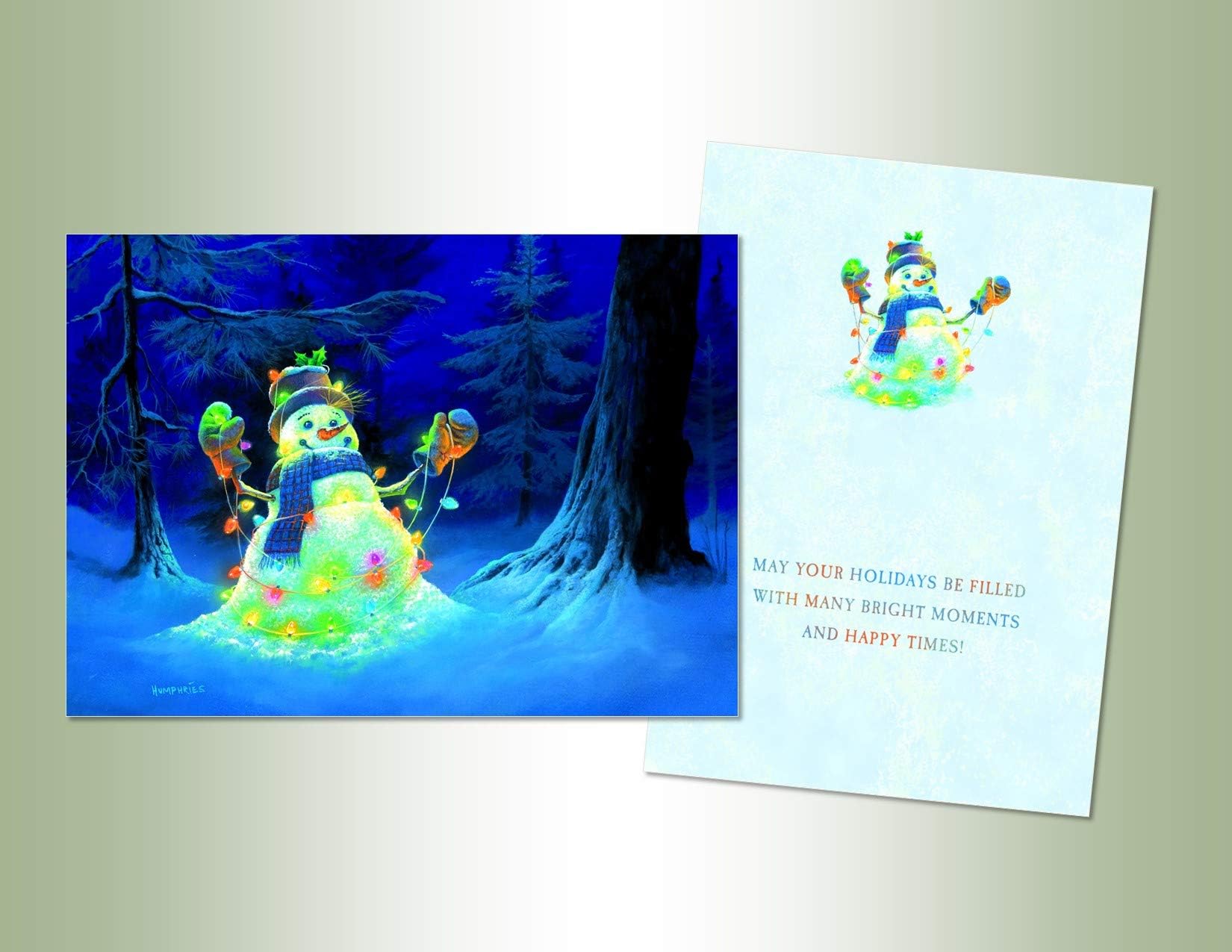 Performing Arts Glitter Embellished, Full Color Inside Design Lighted Snowman Stationery Paper, 66152-14