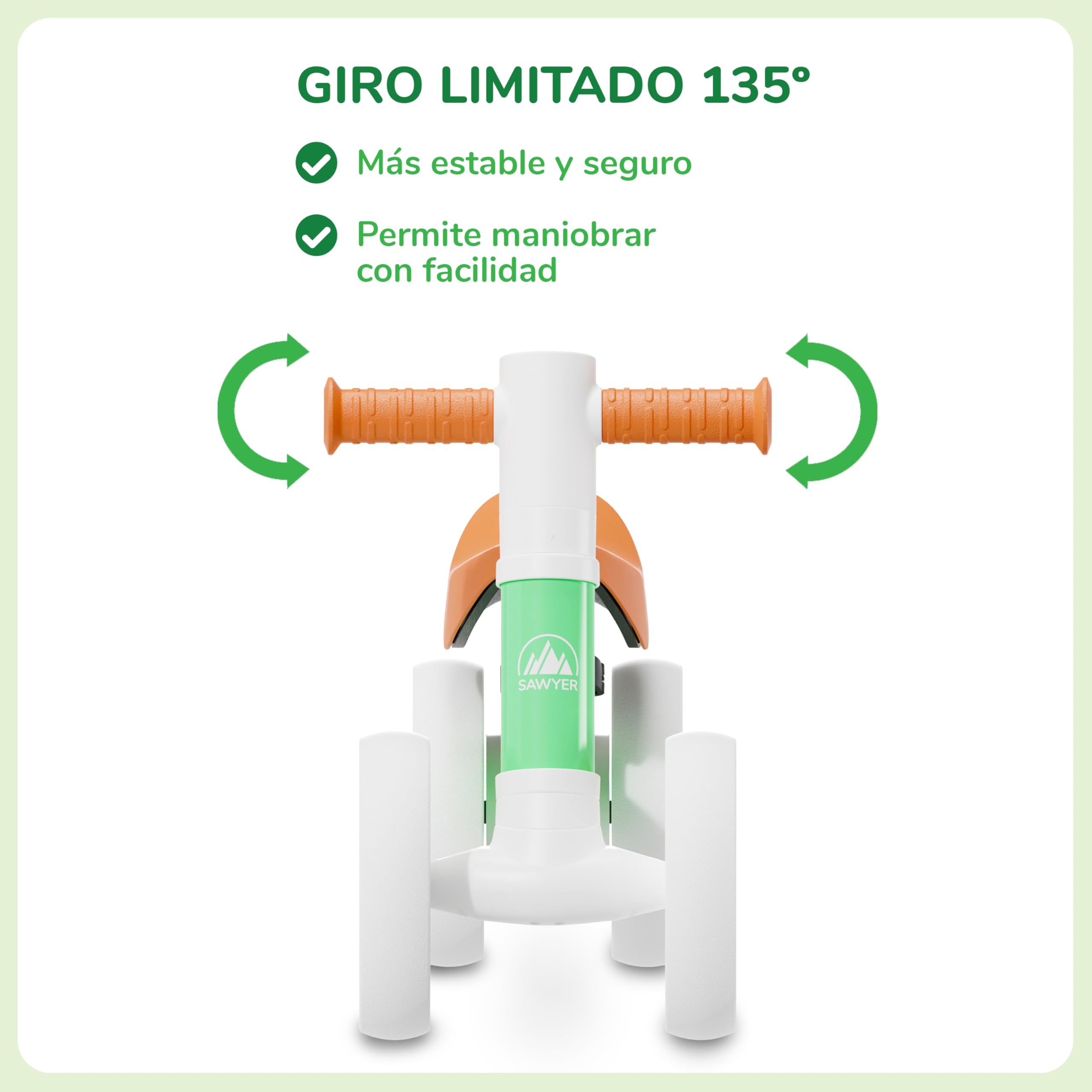 Sawyer Bikes - Correpasillos Bebe con Sillín Ajustable - Juguete Niños 1 Año (Retro V2)