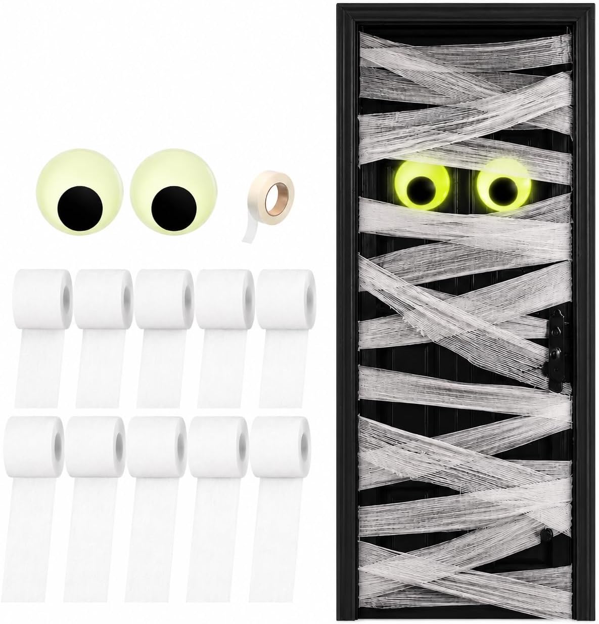 13Pcs Halloween Mummy Decor Set Wrap Mummy Halloween Decorations