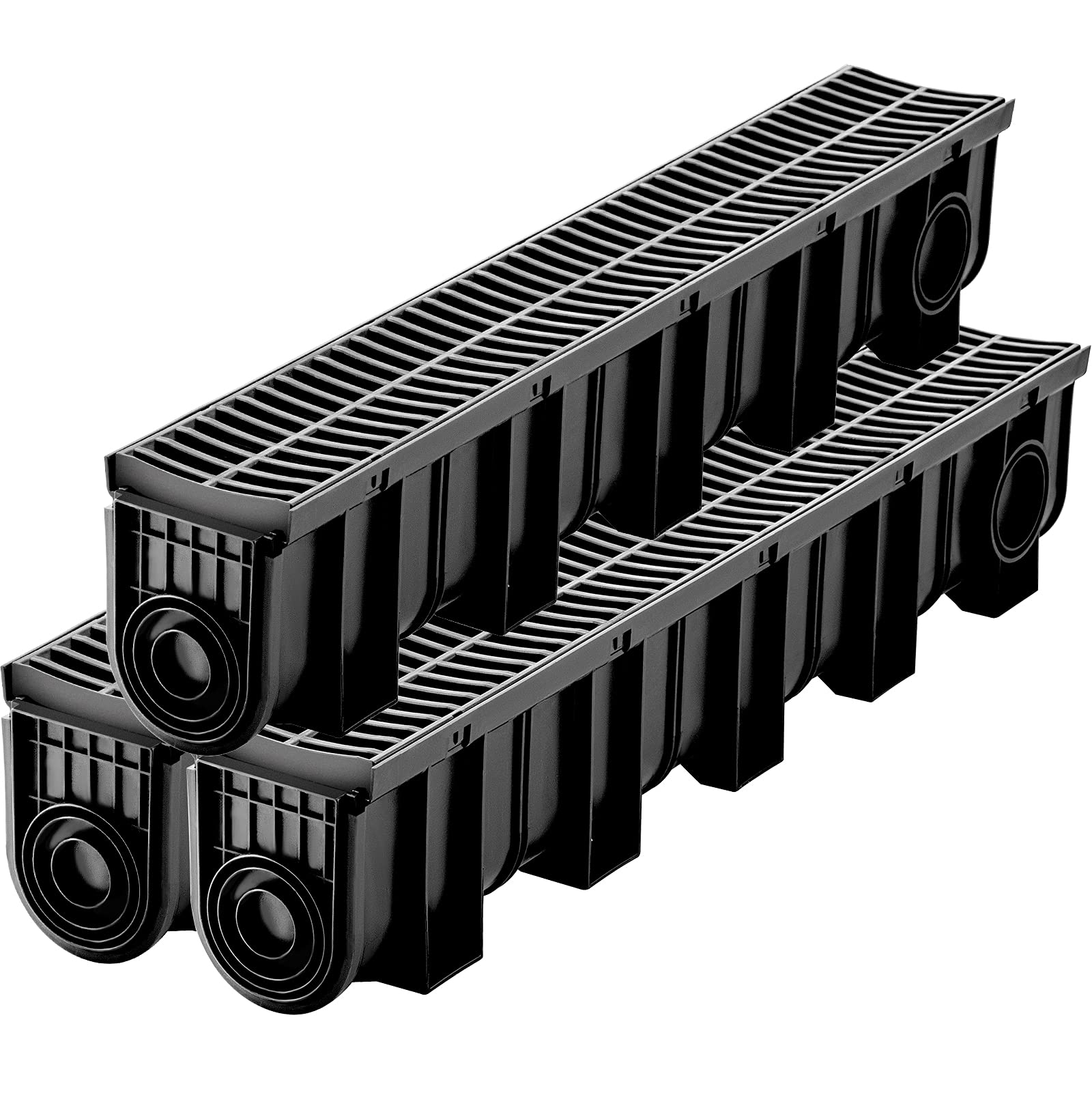 Buy VEVOR Trench Drain System, Channel Drain with Plastic Grate, 5.8x7