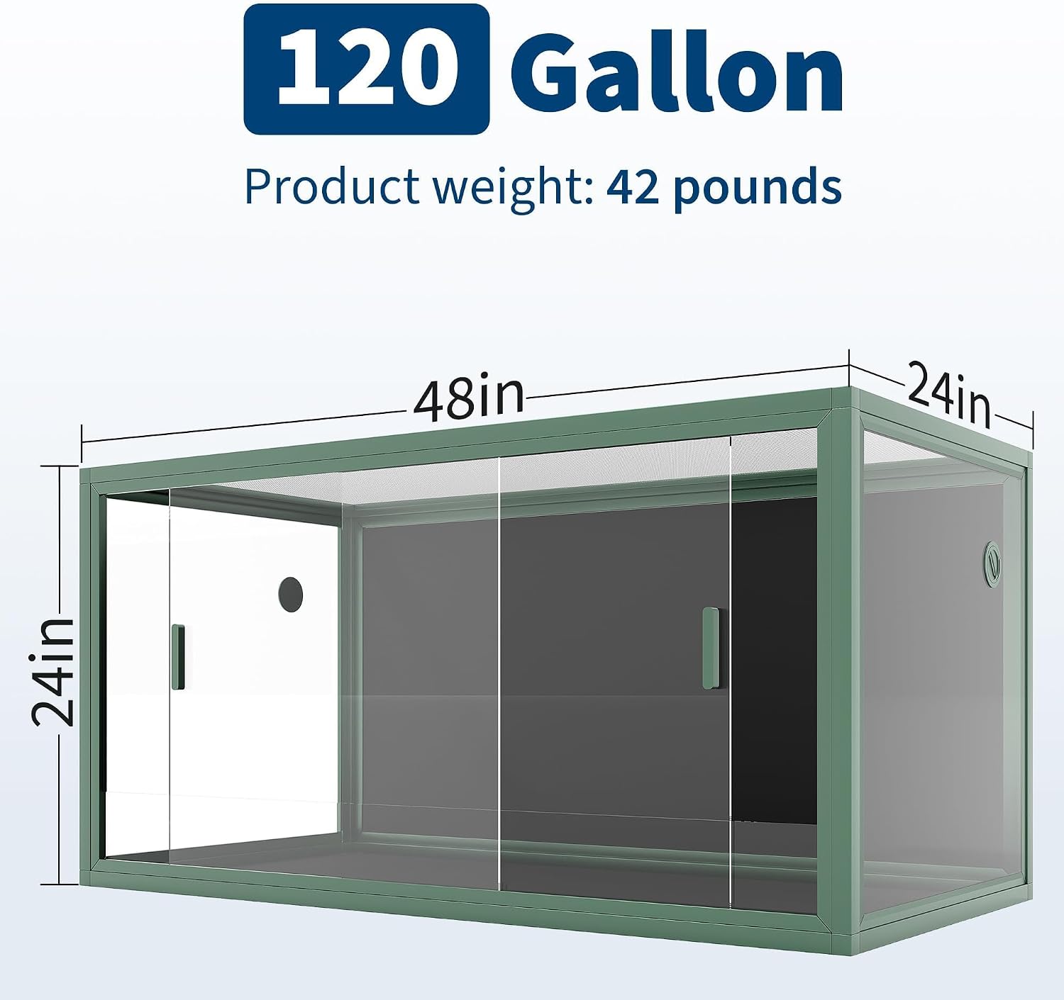 GarveeHome 120 Gallon Reptile Enclosure, 4x2x2 ft Reptile Terrarium Bearded Dragon Tank Snake Enclosure with Sliding Glass Doors, Heavy Duty Ventilation Top for Ball Python, Geckos, Lizards