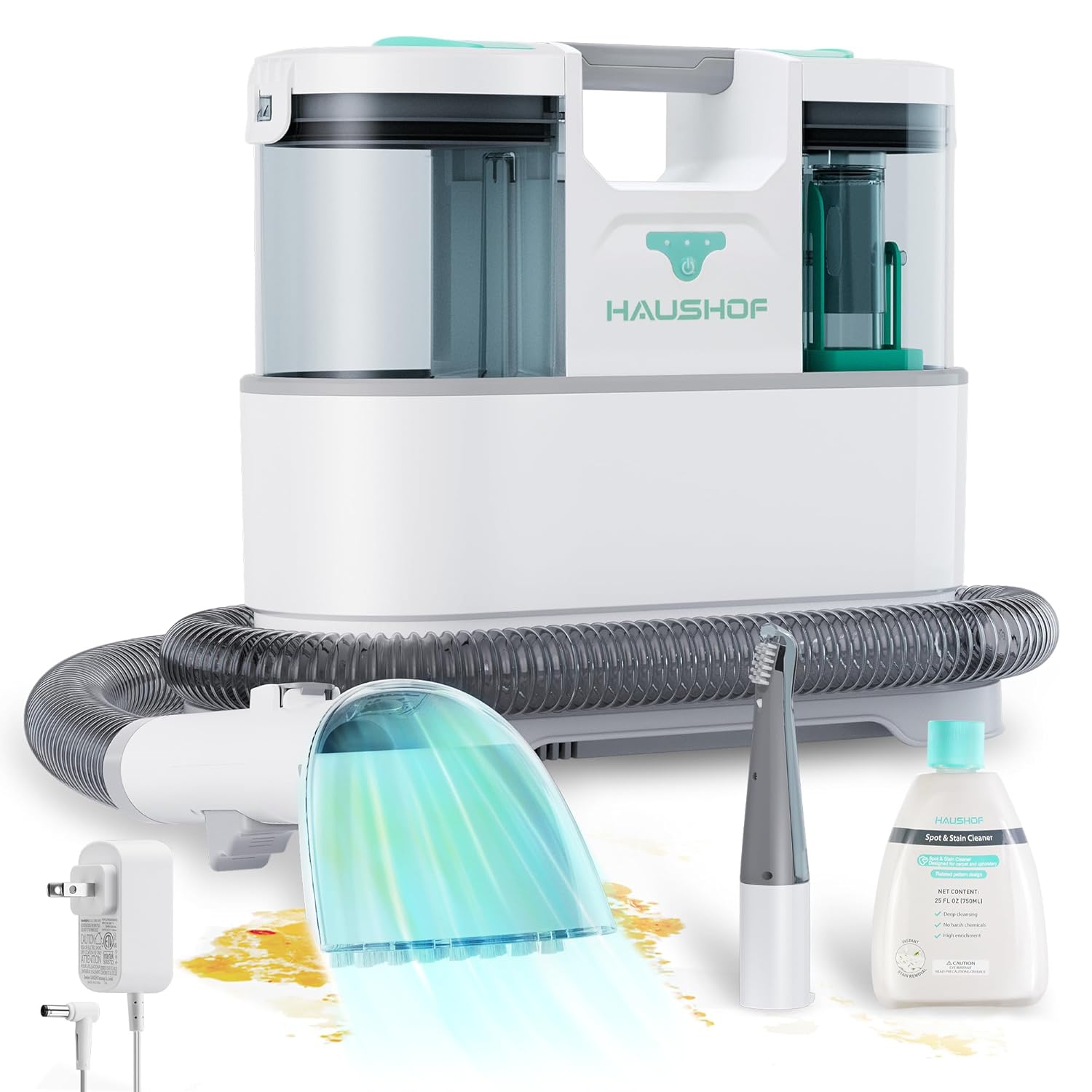 HAUSHOF Cordless Carpet Upholstery Cleaner Lightweight Deep Fabric Cleaner Machine with Brushless Motor Powerful Suction for Pet Stains