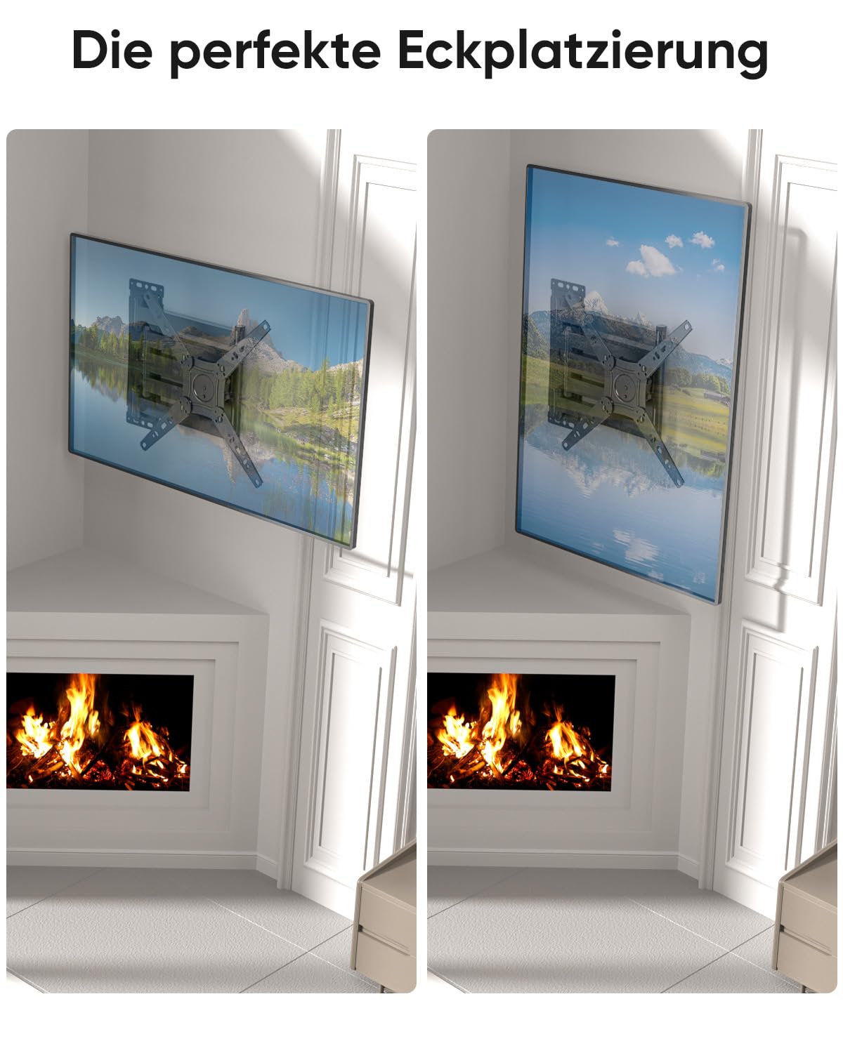 TV Wandhalterung mit 1035mm Langem Arm, TV Halterung für 17-50 Zoll | 180° Drehung Fernseher Wandhalterung, Eck TV Halterung mit Schwenkbar Neigbar, bis 30kg, Max VESA 300x300mm