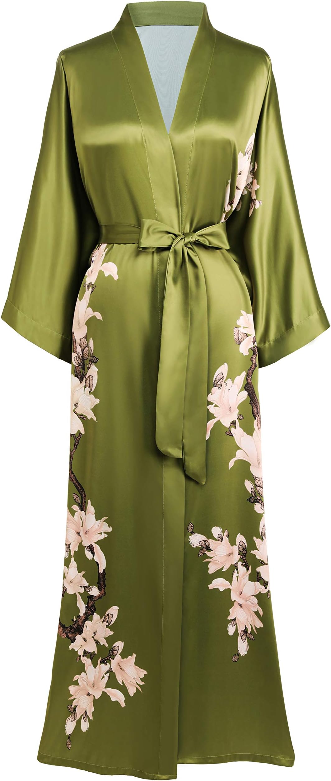 Kimono Robe Cover up with Box Long Floral Satin Sleepwear Silky Bathrobe Bachelorette Robe