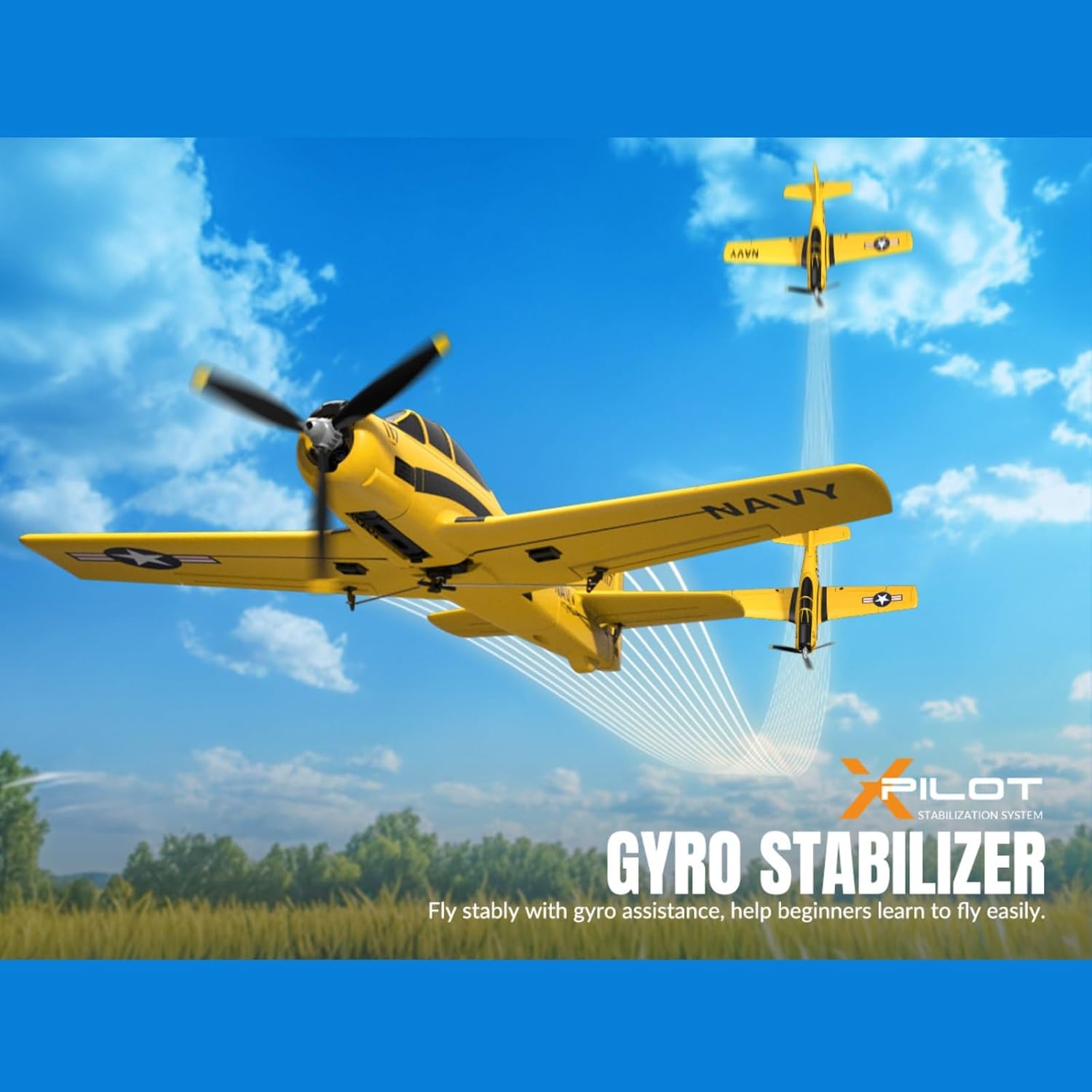 HTLNUZD RC Plane T28 Trojan 2.4G 4CH EPP Foam RC Warbird Fighter | Xpilot Self-Righting & One-Key Aerobatics | Easy-Fly RC Airplane for Beginners & Hobbyists