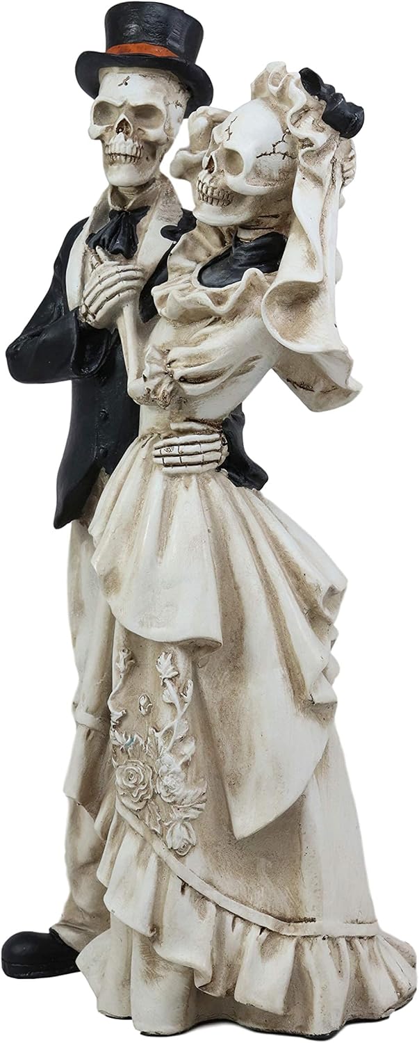 Ebros Love Never Dies Wedding Bride and Groom Skeleton Couple in Dancing Pose Figurine 13.5" Tall Day of The Dead DOD Skulls Ossuary Macabre Graveyard Spooky Halloween Decor Statue