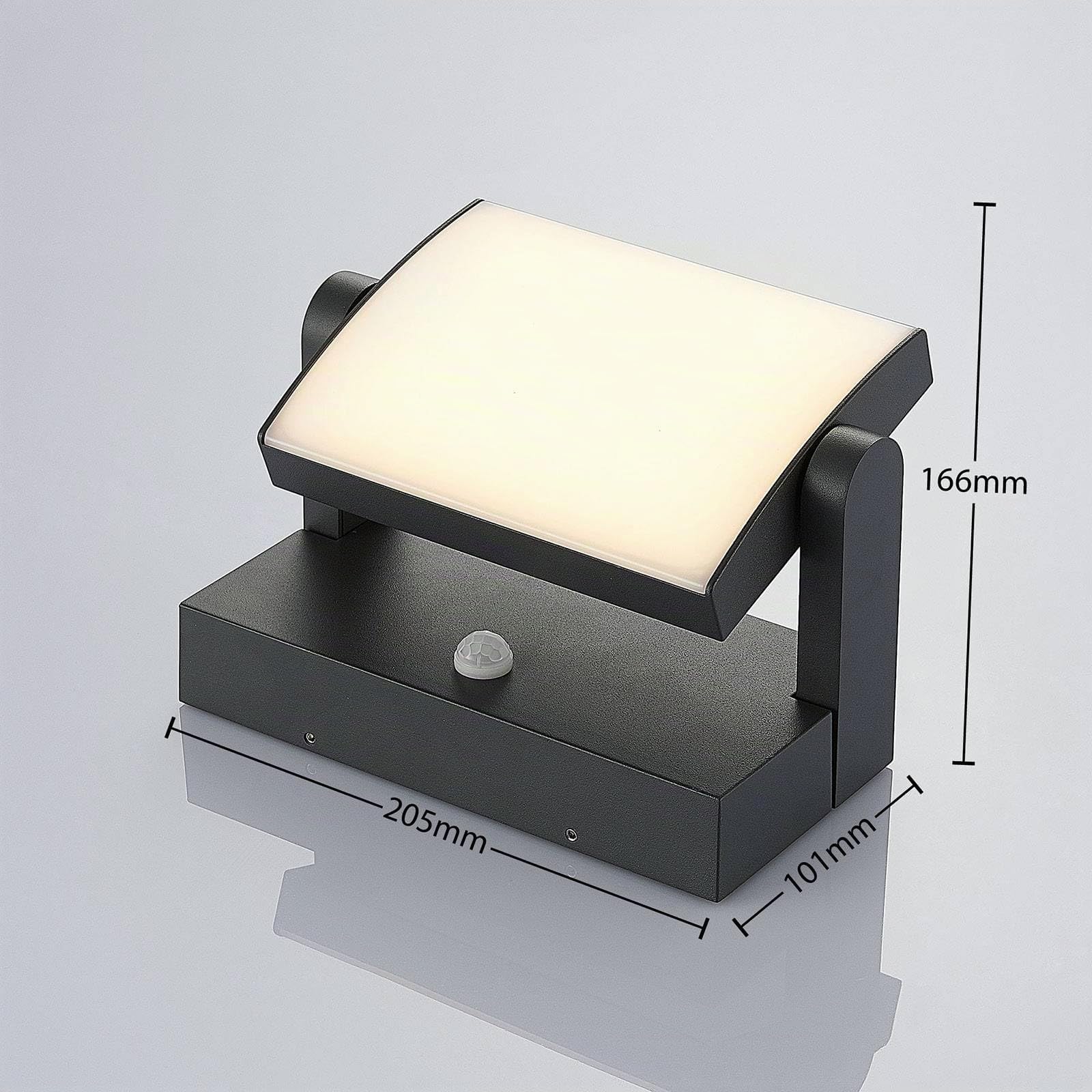 Lindby LED Wandleuchte außen 340°schwenkbar, mit Bewegungsmelder Außenwandleuchte spritzwassergeschützt IP54 1x 10,5W