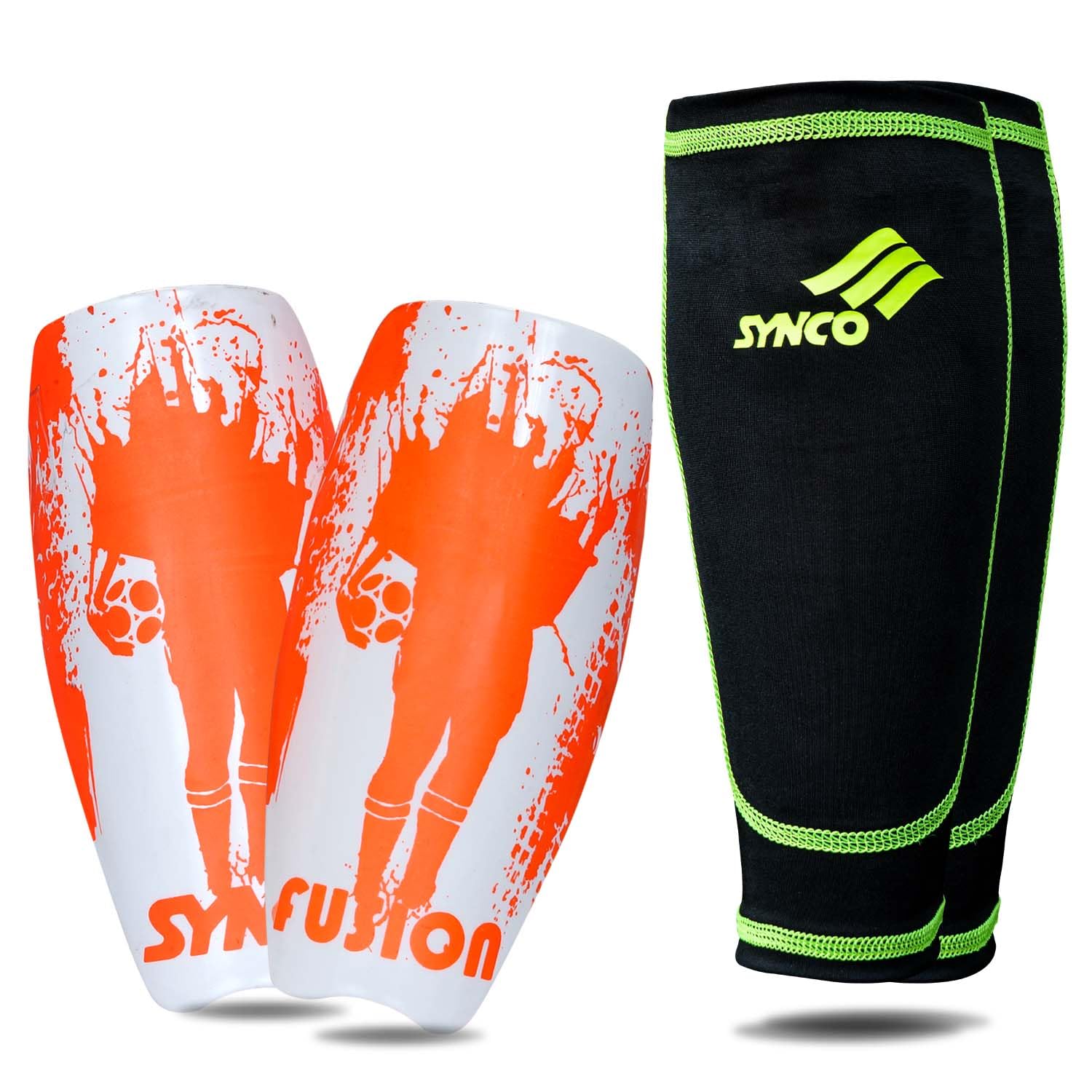 Synco Shin Guard with Sleeve | 1 Pair Football Shin Pads for Kids & Teens | Stretchable Lycra Fabric Compression Holder Sleeve | Soccer, Hockey Protection Gear | Lightweight & Comfortable Fit-image-36