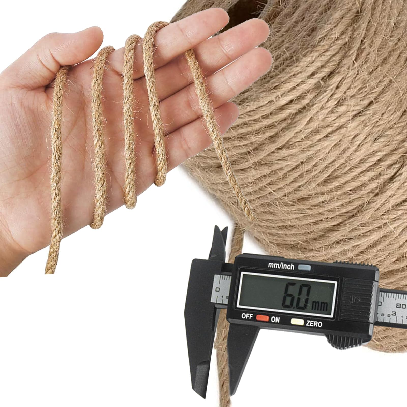 Corda Tiragraffi Gatti 60m x 6mm, Spago Juta Naturale, Accessori Pilastro Scratching Gatto per Riparazione Sostituzione Pad Graffiare Gattino,Decoración Casa,Decorazione Giardino,Fai Da Te,Artigianato