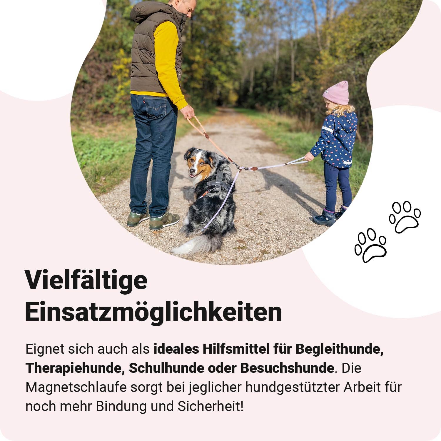little Captain Zauberleine | kindersichere Hundeleine mit Magnetschlaufe | auch für Schul-, Therapie- und Begleithunde (Flieder Lila - Mint)